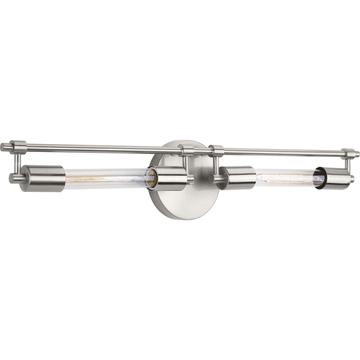 Nickel 27-Inch Industrial Two-Light Bath Vanity Fixture