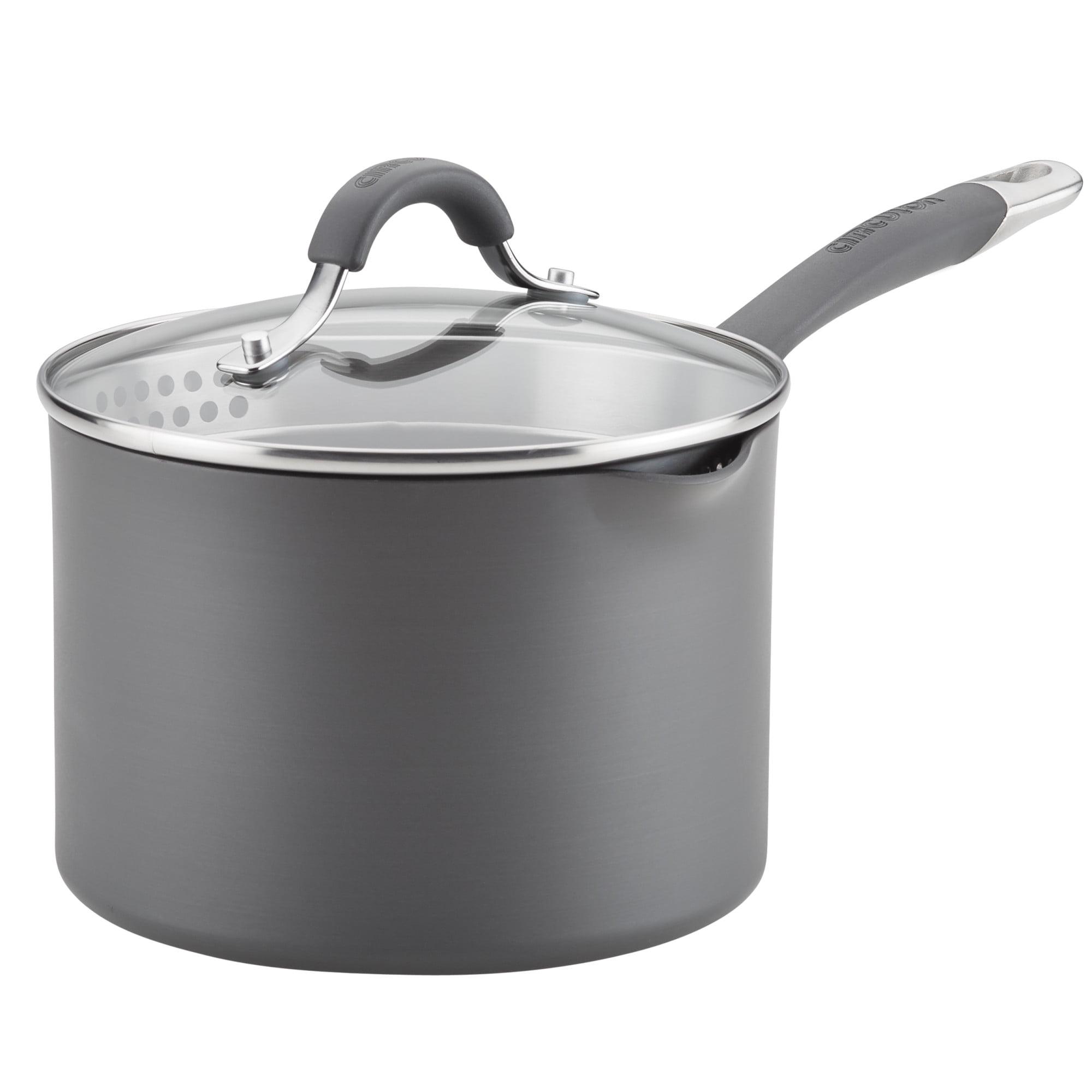 Circulon Circulon Radiance Hard-Anodized Nonstick Saucepan with Straining Lid, 3-Quart