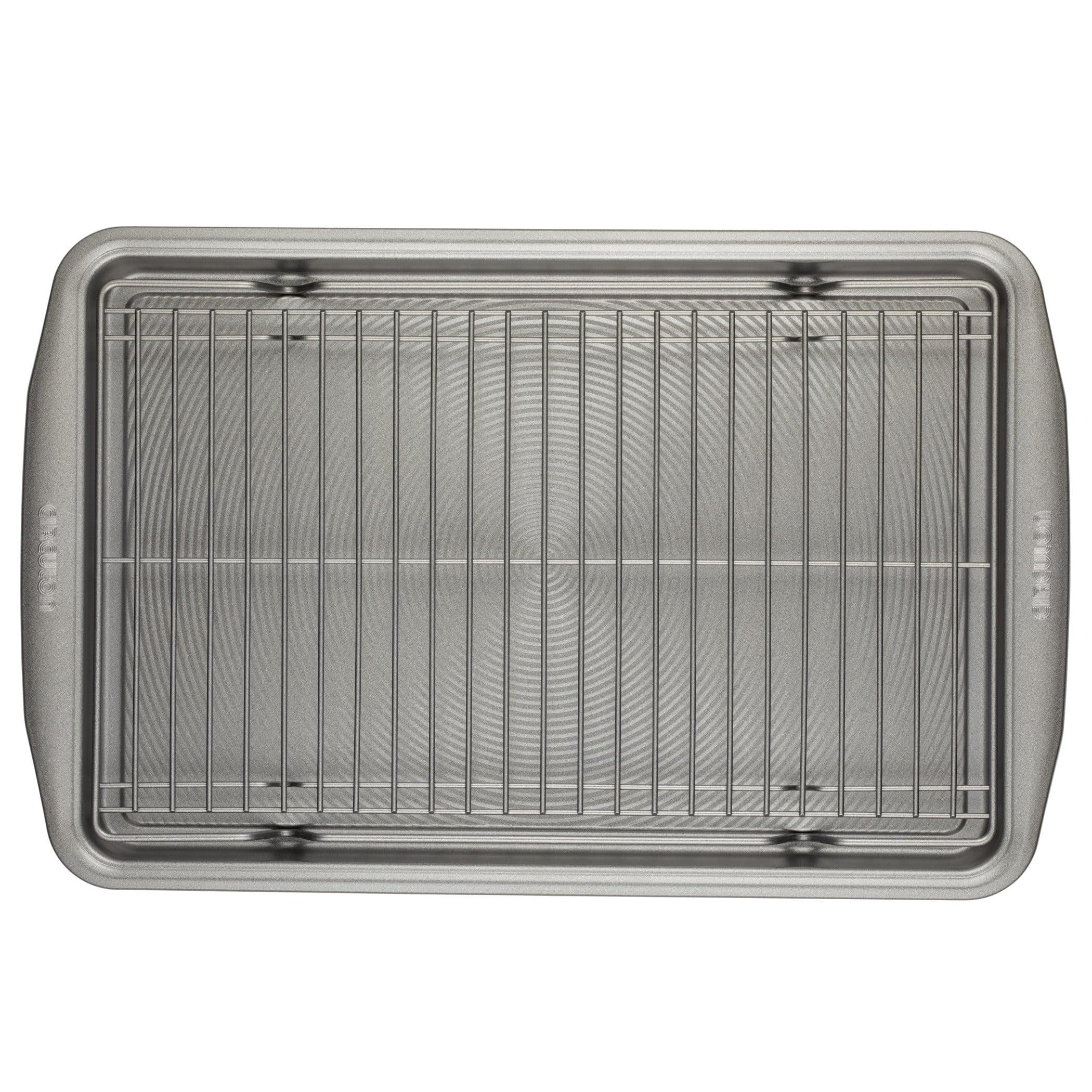 Silver Aluminum Non-Stick Baking Sheet Pan with Rack