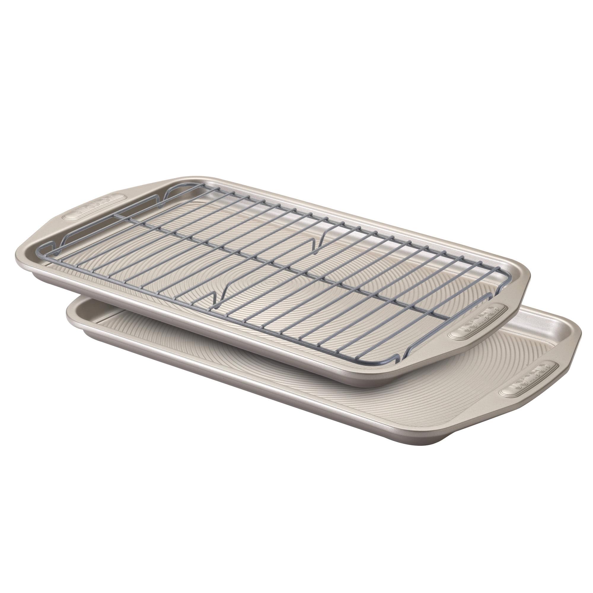 Circulon Nonstick 3pc Set: (2) 10"x15" Cookie Pans & (1) Cooling Rack, Steel Bakeware with Nonstick Surface