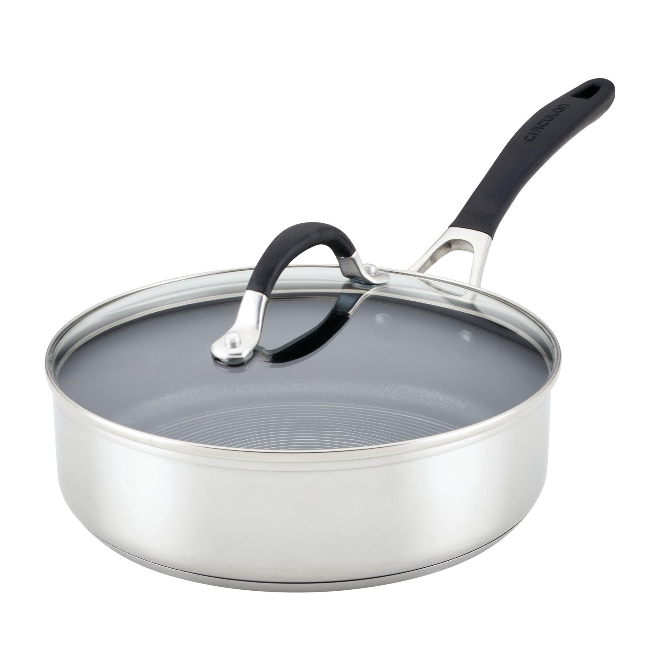 3-Quart Silver Stainless Steel Nonstick Sauté Pan with Lid