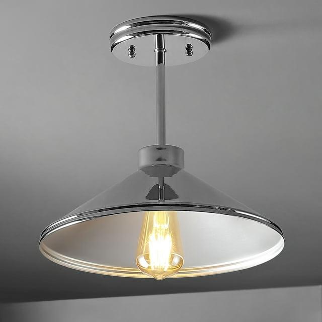 Cisco 11.75" Iron Modern Farmhouse LED Semi Flush Mount, Chrome