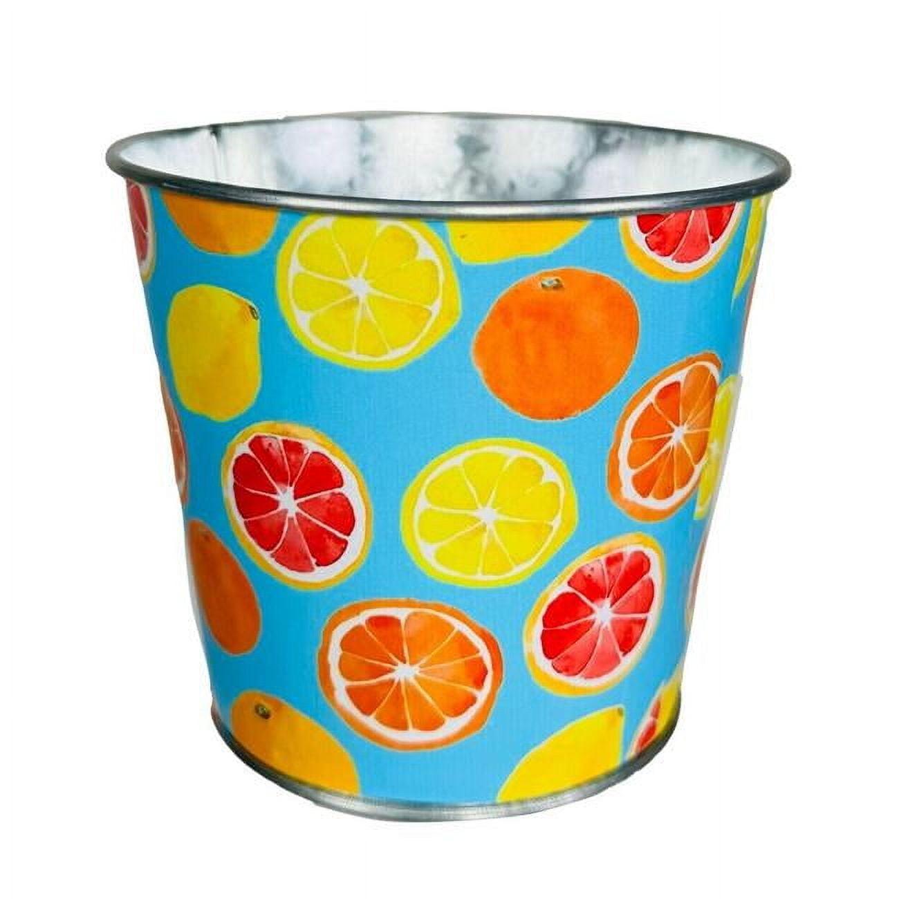 Vibrant Citrus Patterned Metal Planter for Porch