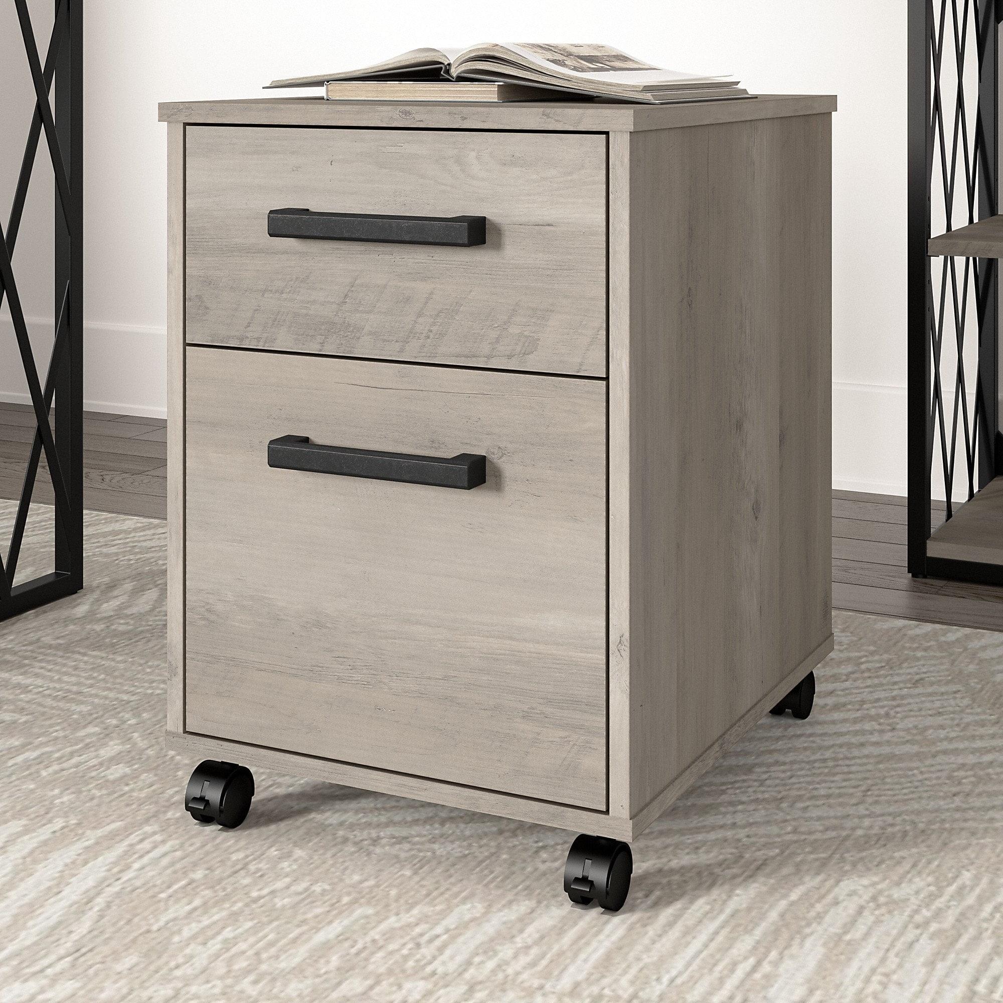 Driftwood Gray 2-Drawer Mobile File Cabinet with Lockable Casters