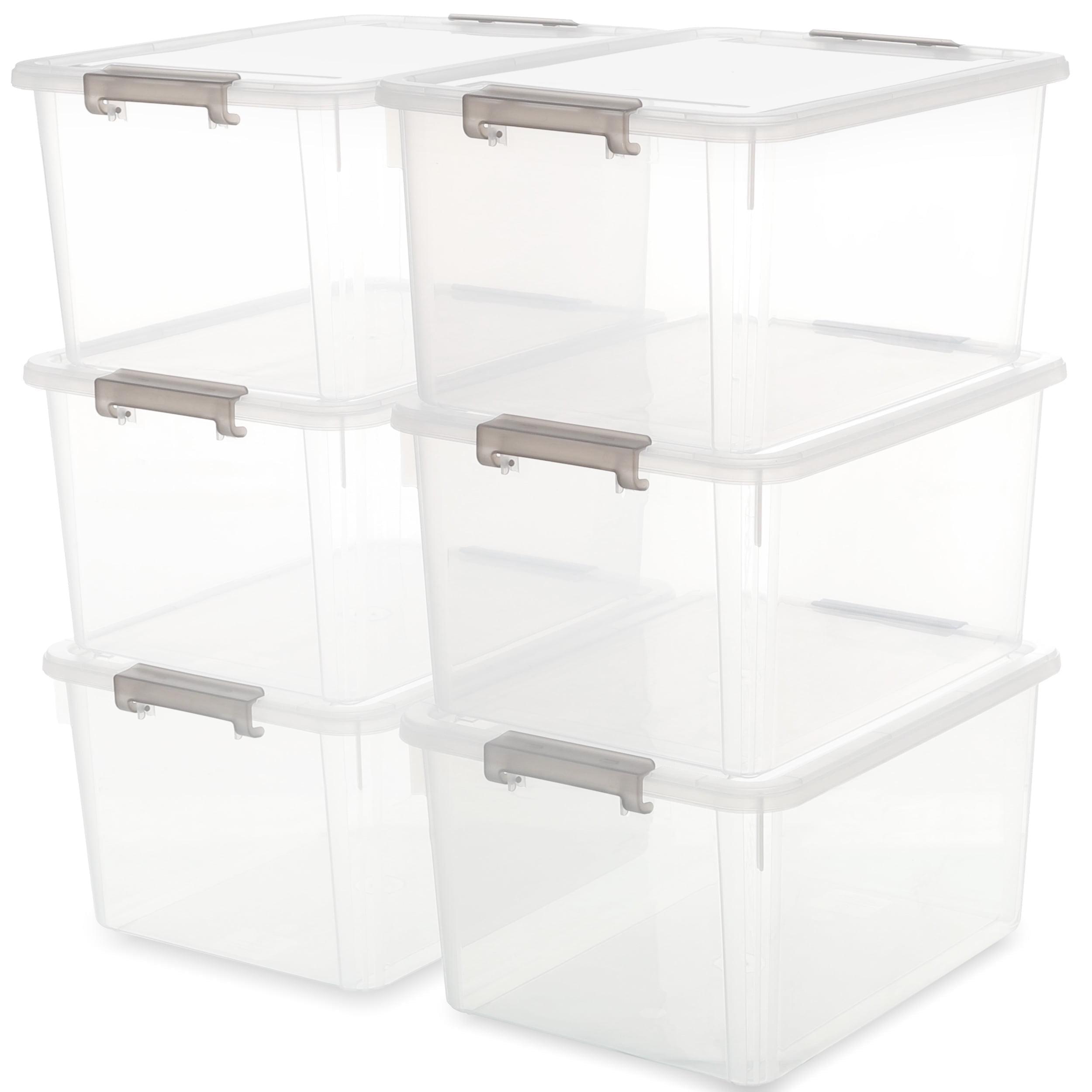 Clear Stackable Plastic Storage Bins with Lids, 32 Qt, 6-Pack