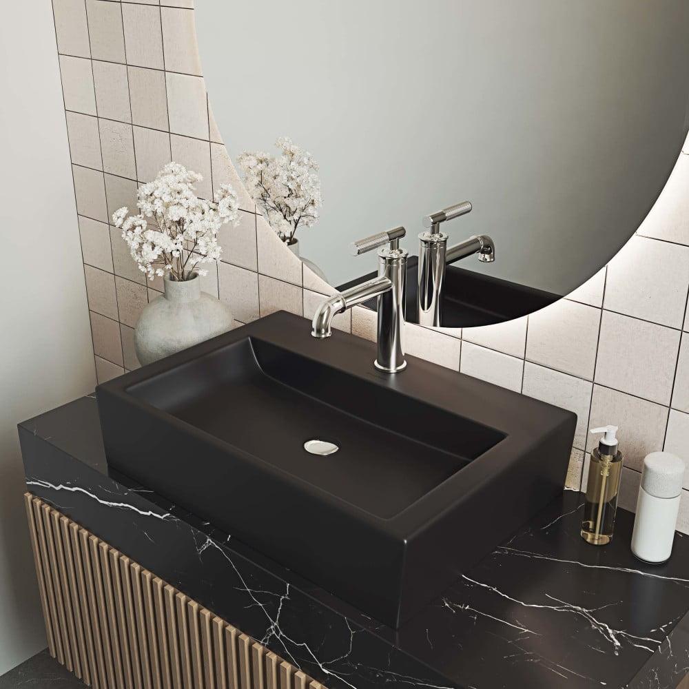 Claire 20" Matte Black Ceramic Rectangular Vessel Sink