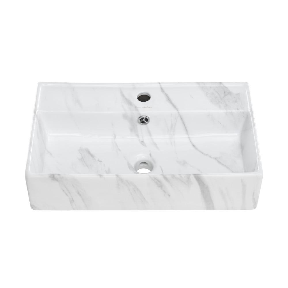 Claire 22" Rectangle Wall-Mount Bathroom Sink in White Marble