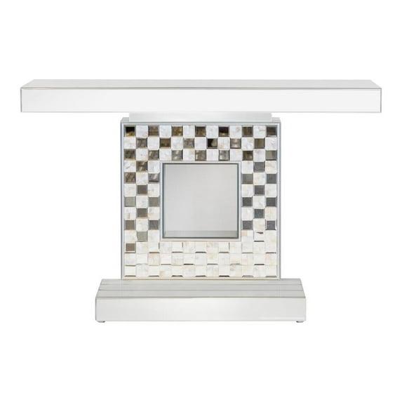 Claire Checkerboard Square Base Console Table Silver