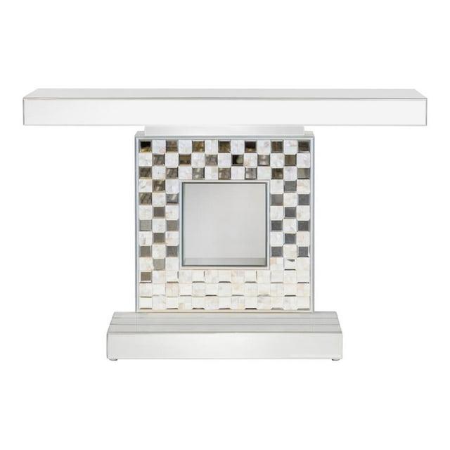 Claire Checkerboard Square Base Console Table Silver