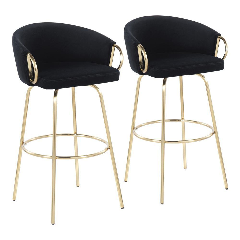 George Oliver Lakyia Swivel Upholstered Counter Stool with Metal Frame (Set of 2)