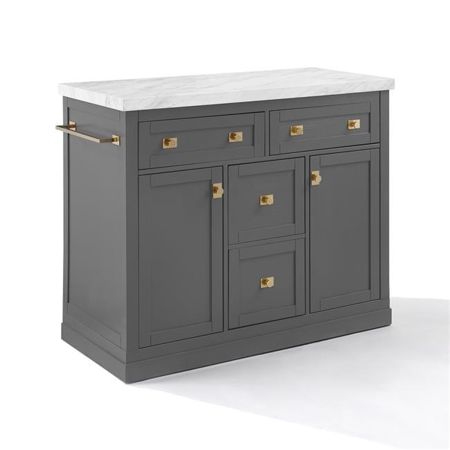 Claire Gray Wood Kitchen Island with Faux Marble Top