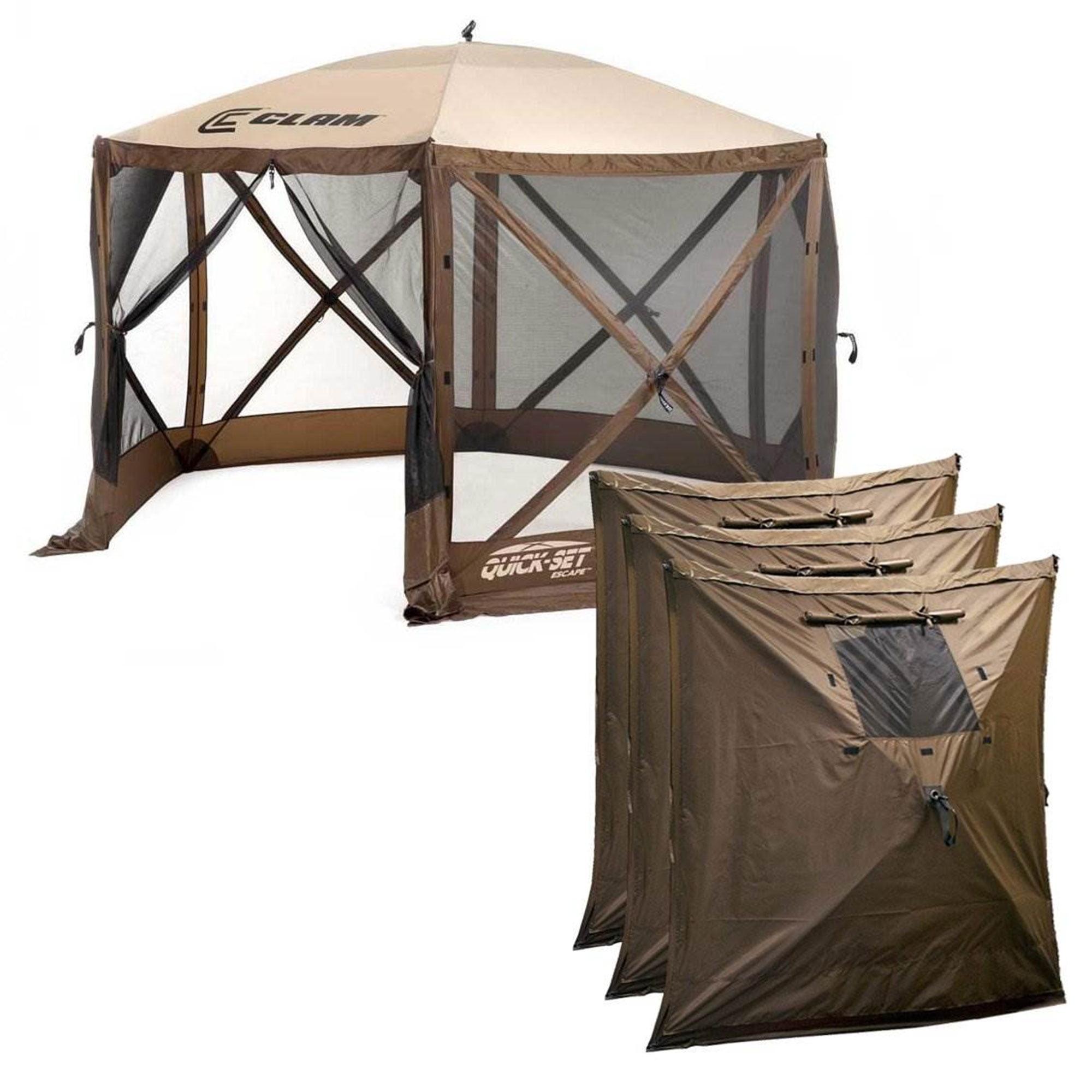 Brown Portable Outdoor Gazebo Canopy with Wind Panels