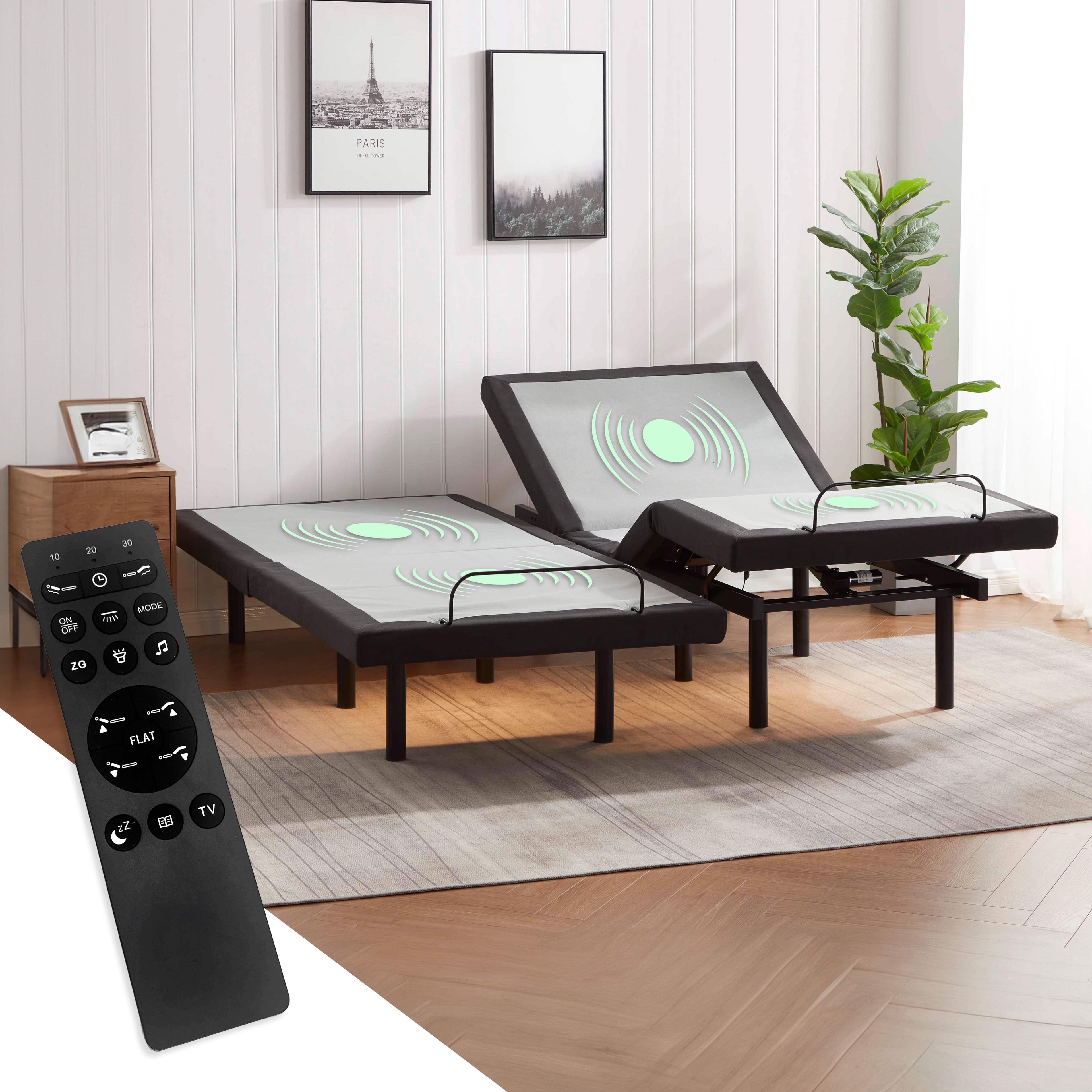 Clara Clark Clara Clark Massaging Zero Gravity, Zero Clearance Adjustable Bed with Wireless Remote, USB Ports & LED Lights