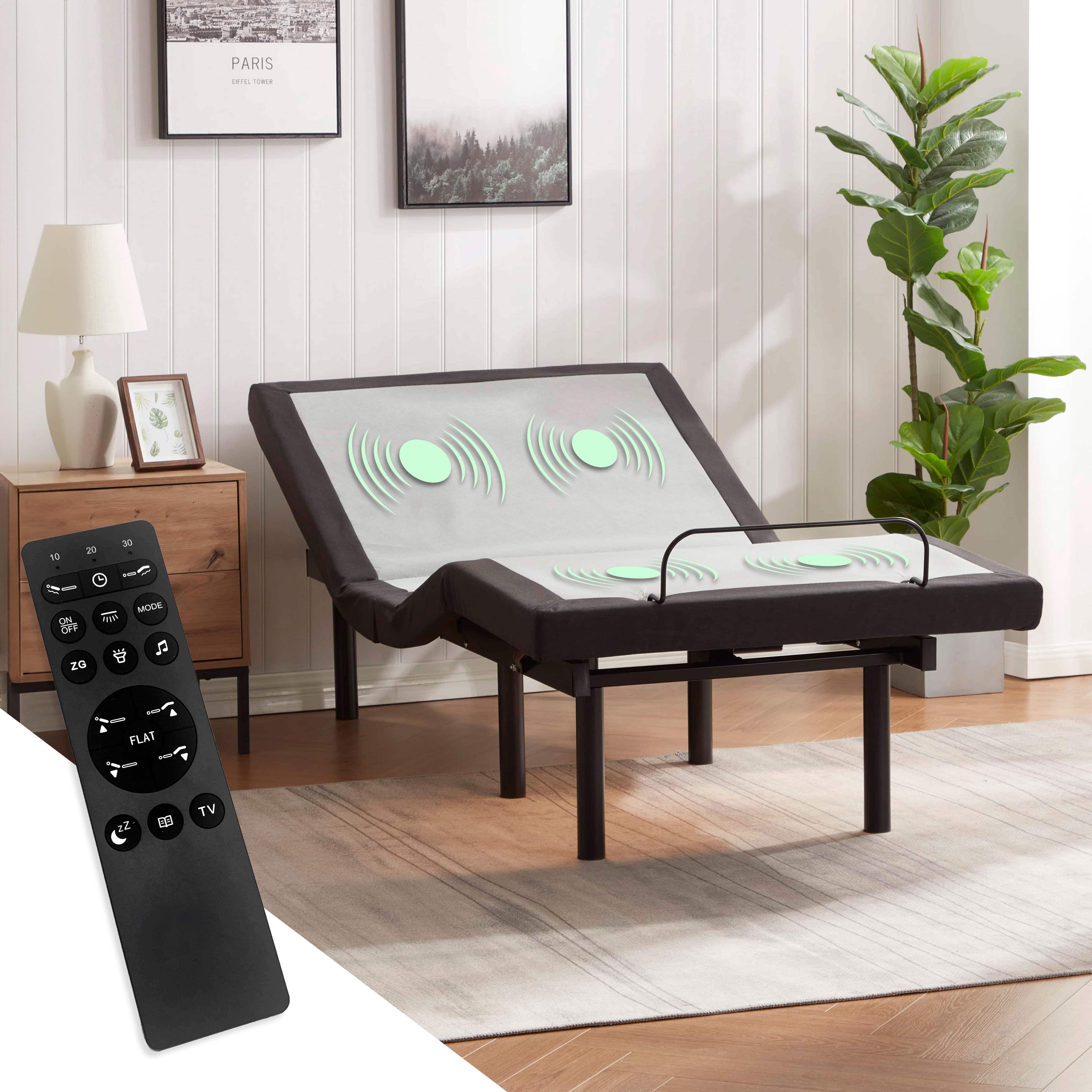 Clara Clark Clara Clark Massaging Zero Gravity, Zero Clearance Adjustable Bed with Wireless Remote, USB Ports & LED Lights