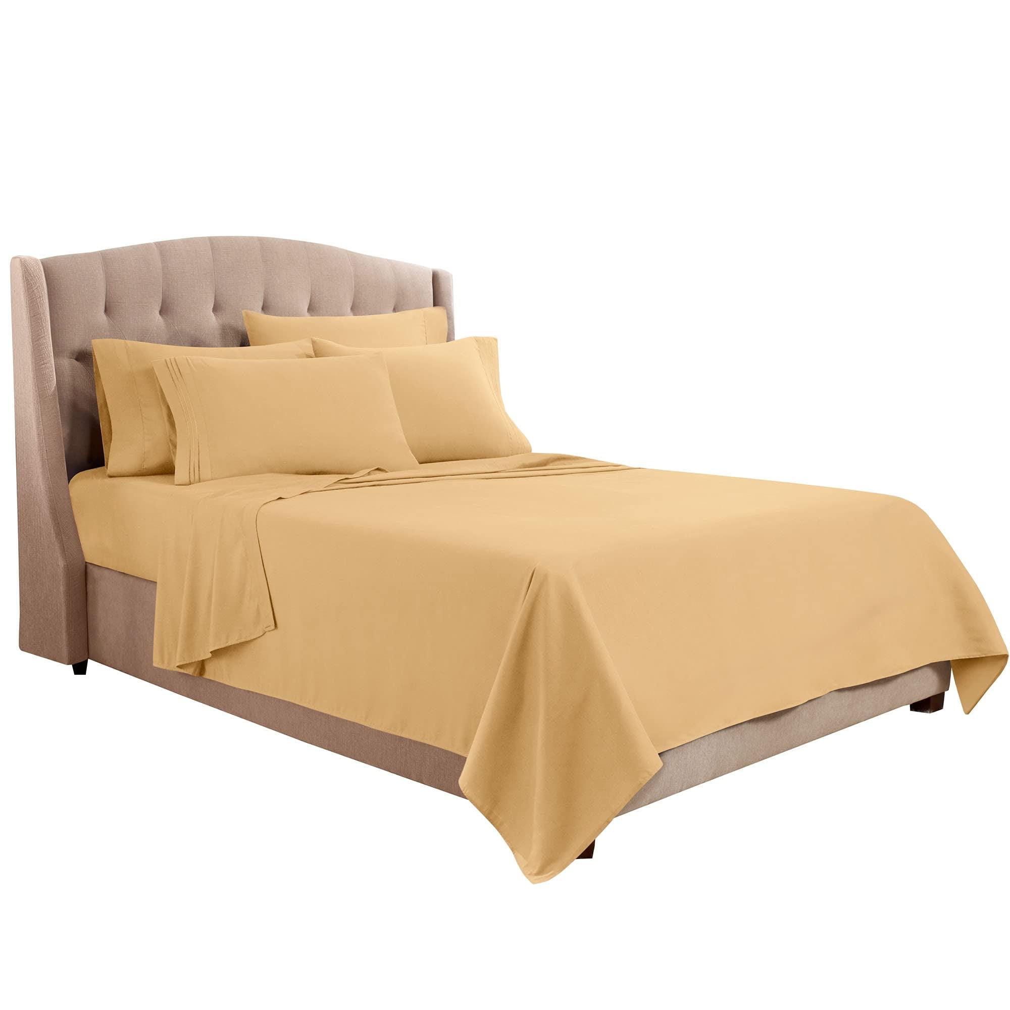 Gold Microfiber 6-Piece Deep Pocket King Bed Sheet Set