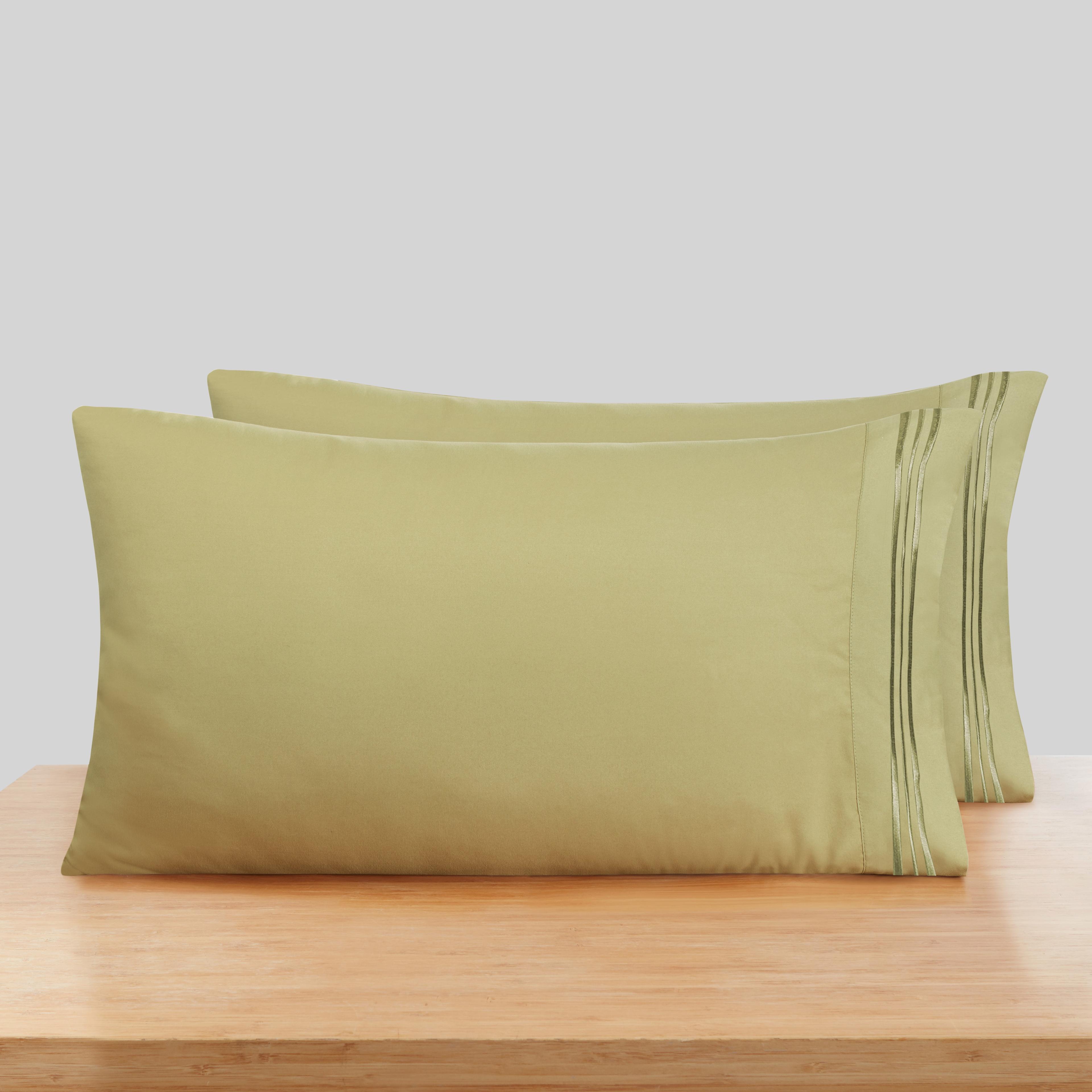 Clara Clark Pillow Cases Premier 1800 Microfiber Collection Pillow Case Set Of 2 Pieces, King Size, Sage Olive Green