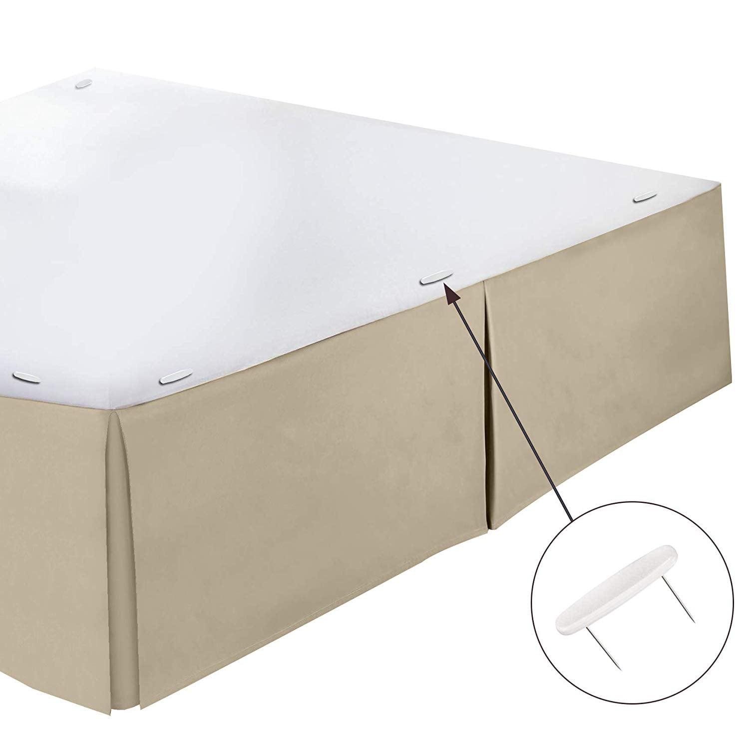 Clara Clark Pleated Bed Skirt - 14 inch Tailored Drop Luxury Double Brushed Microfiber Dust Ruffle - Includes 8 Pins, Twin Size, Cream