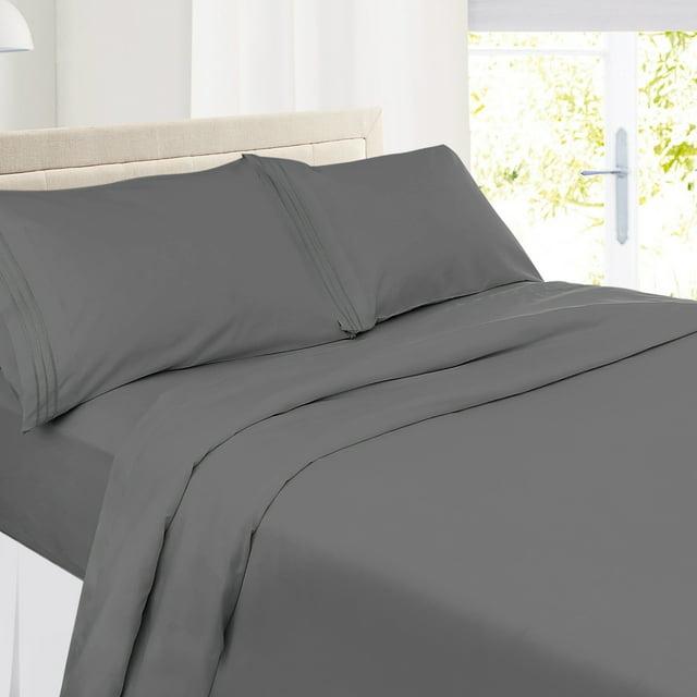 Clara Clark Bed Sheets, Premier 1800 Series 4 Piece Bed Sheet Set, Deep Pocket Luxury Soft Bedding Sheets & Pillowcases, Full, Dark Gray