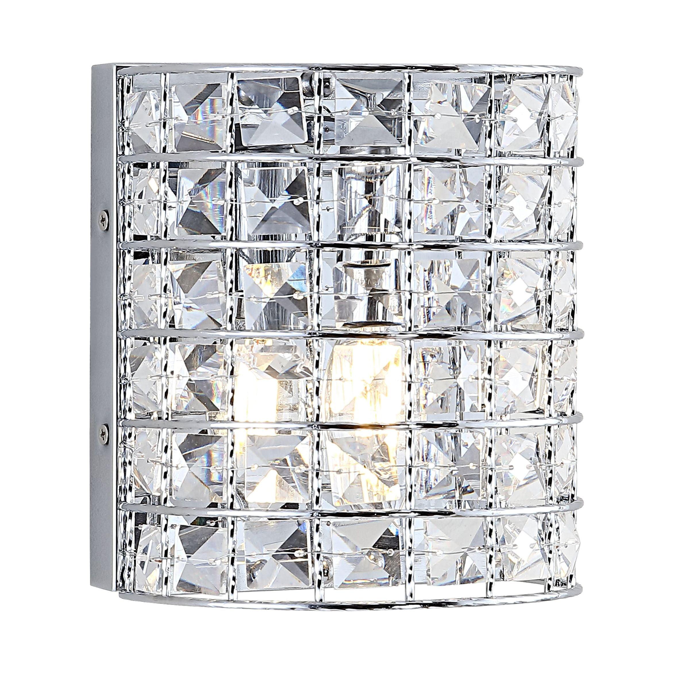 Clara Deco 6.25" Chrome Crystal Glam LED Vanity Light