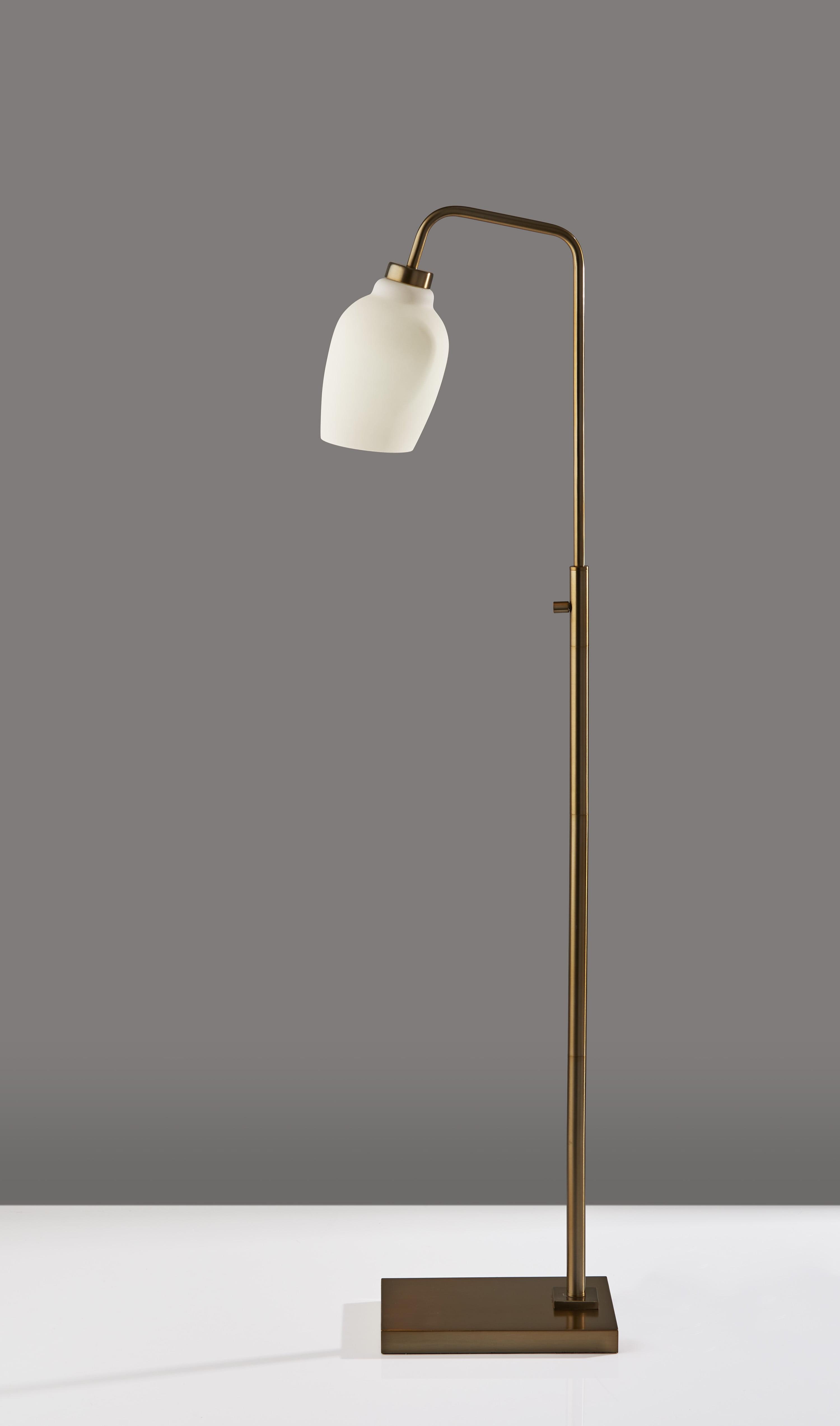 White Opal Glass and Brass Floor Lamp