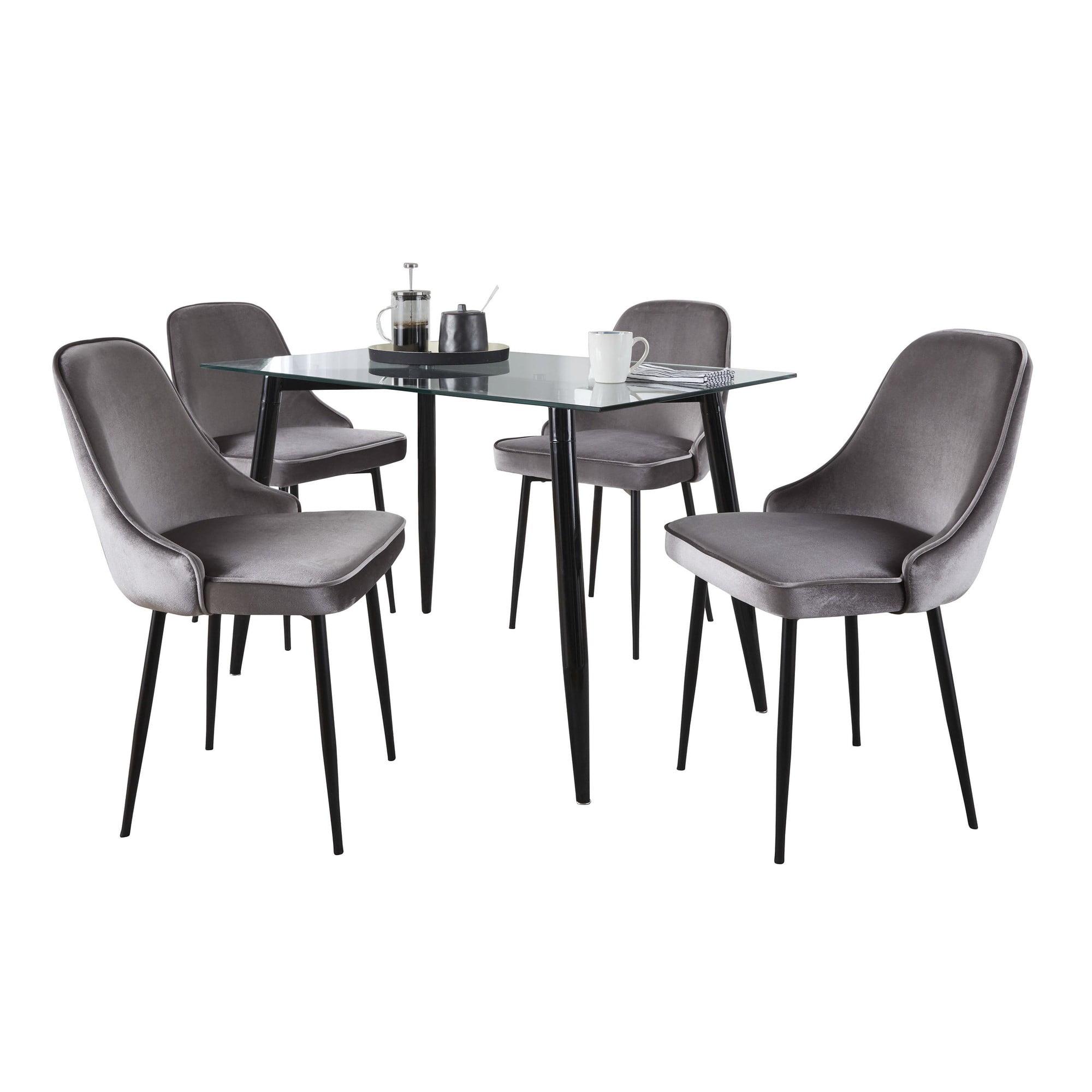 Clara-Marcel Black Metal and Glass 5-Piece Dining Set