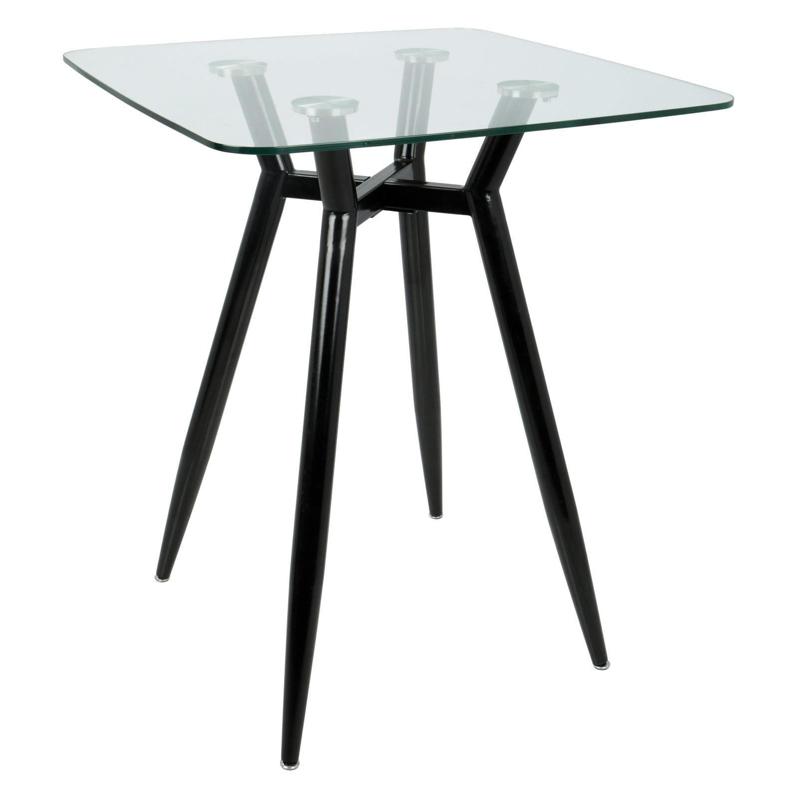 Clara Mid-Century Modern Square Counter Table Clear - LumiSource: Geometric Metal Base, 4-Seat Pub Style