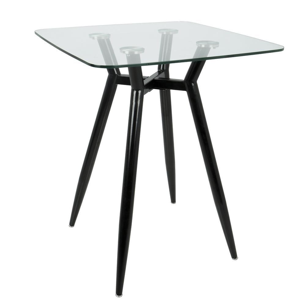 Clara Mid-Century Modern Square Counter Table Clear - LumiSource: Geometric Metal Base, 4-Seat Pub Style