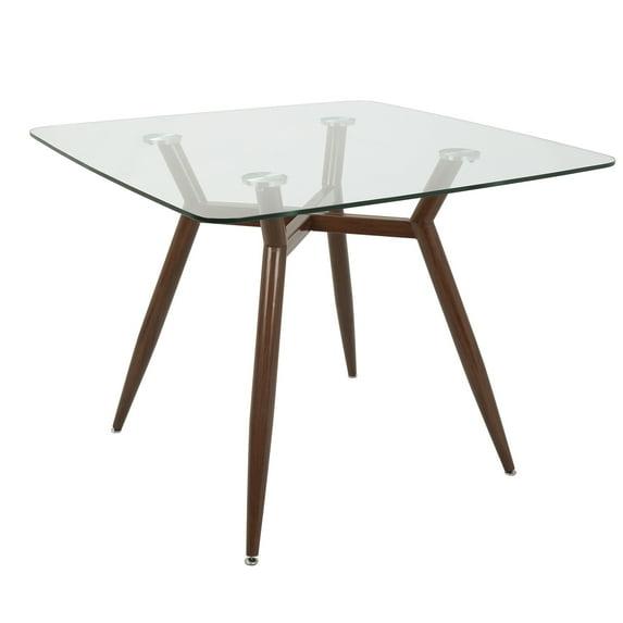 George Oliver Mid-Century Modern Square Counter Table with Black Metal Legs and Clear Glass Top by LumiSource