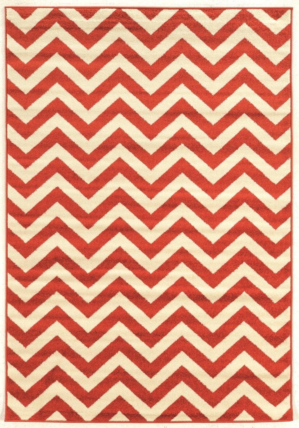 Terracotta Chevron 8'x10' Easy-Care Synthetic Rug