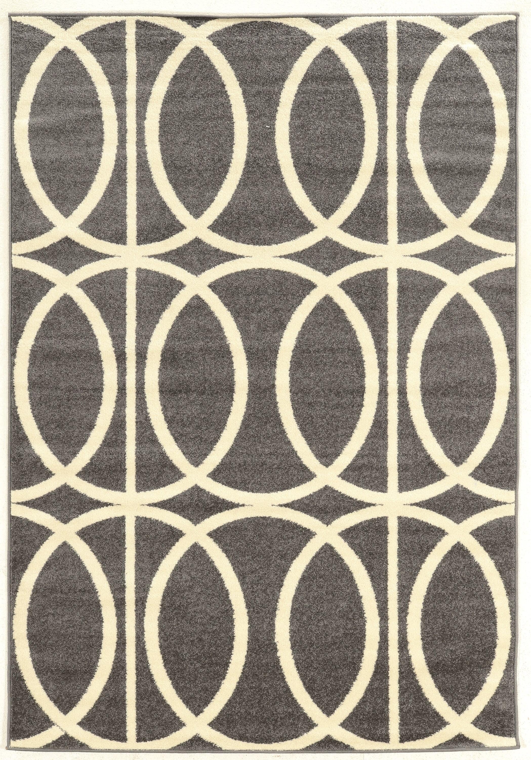 Gray and Cream Geometric 8' x 10' Synthetic Rug