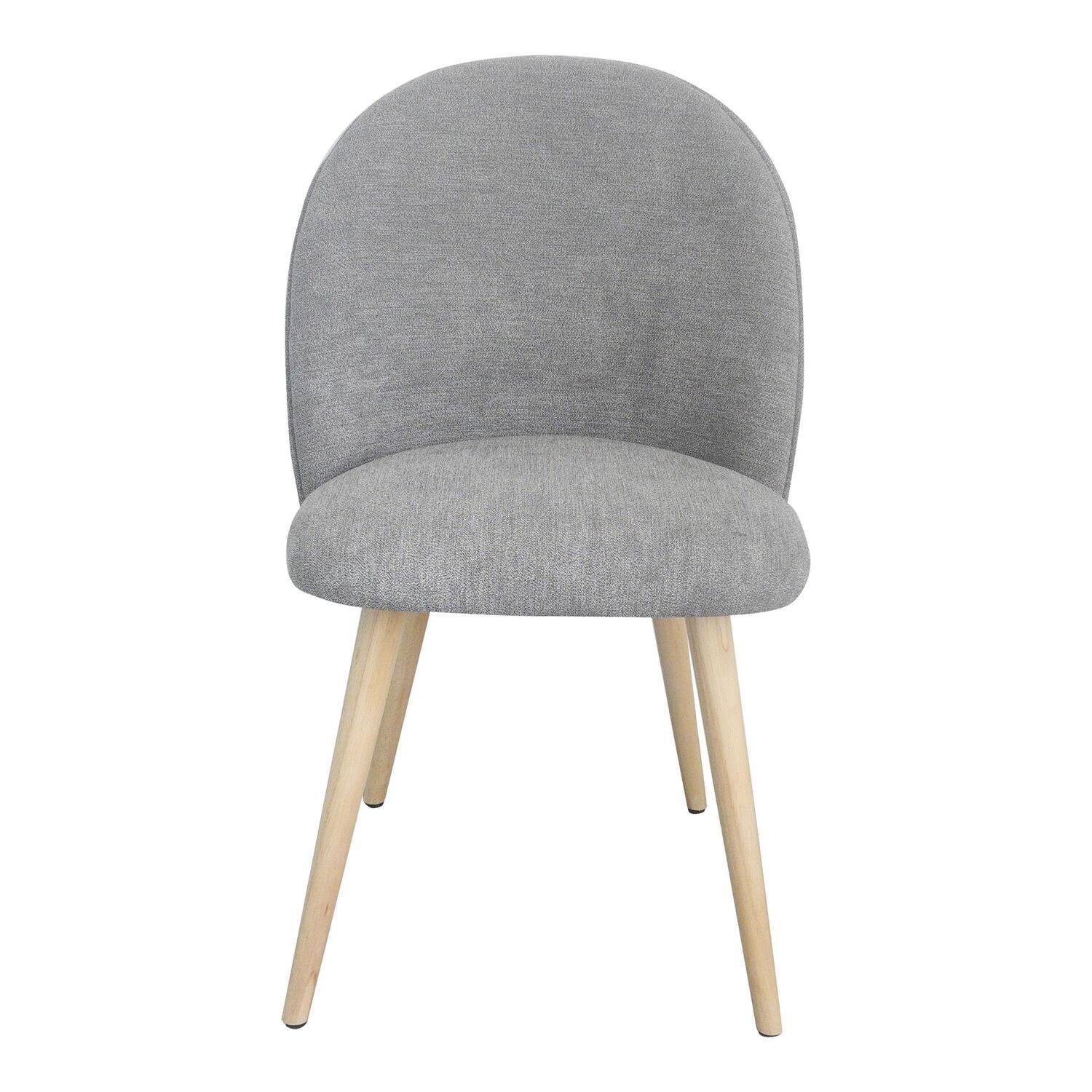 Gray Upholstered High Back Side Chair with Wood Legs