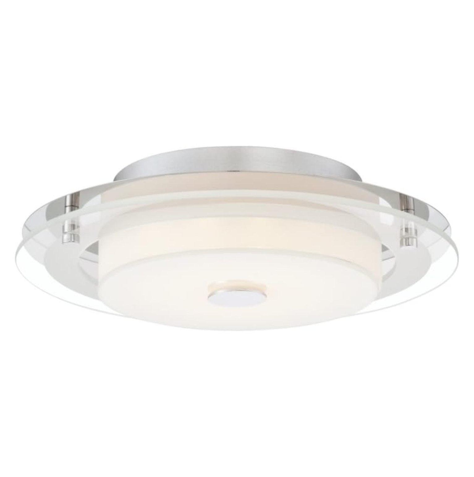 Possini Euro Design Clarival Modern Ceiling Light Flush Mount Fixture 12 1/2" Wide Chrome Dimmable LED Clear Ring White Acrylic Diffuser for Bedroom