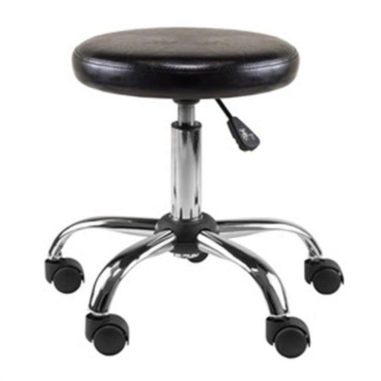 Clark Adjustable Height Swivel Bar Stool with Cushion Black - Winsome: Chrome Base, Office & Desk Chair with Casters