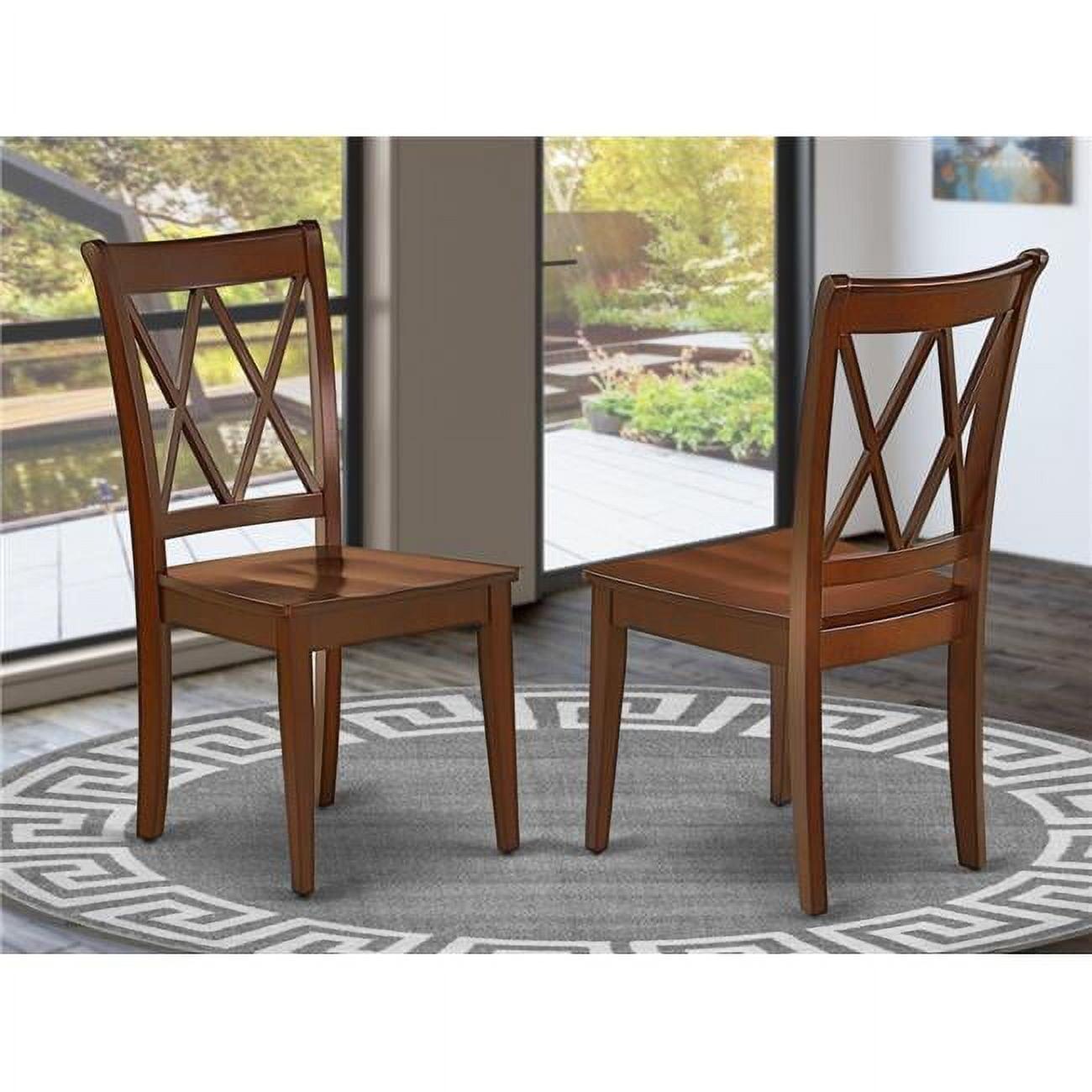 Elegant Black Wood Cross Back Dining Chairs, Set of 2