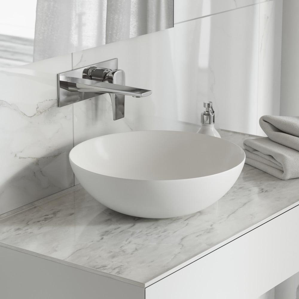 Minimalist White Ceramic Above-Counter Vessel Sink