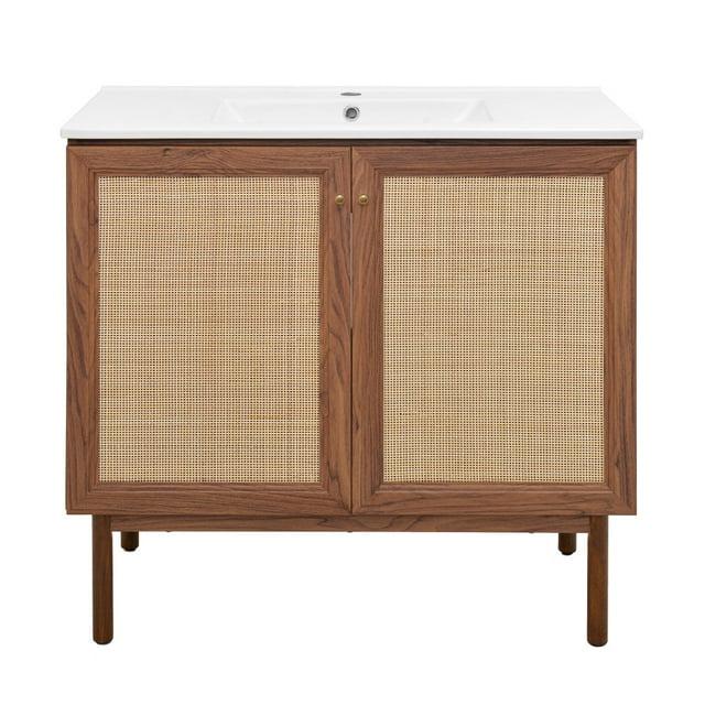 SM-BV663 Classe 36" Freestanding Bathroom Vanity in Golden Oak with Sink Top
