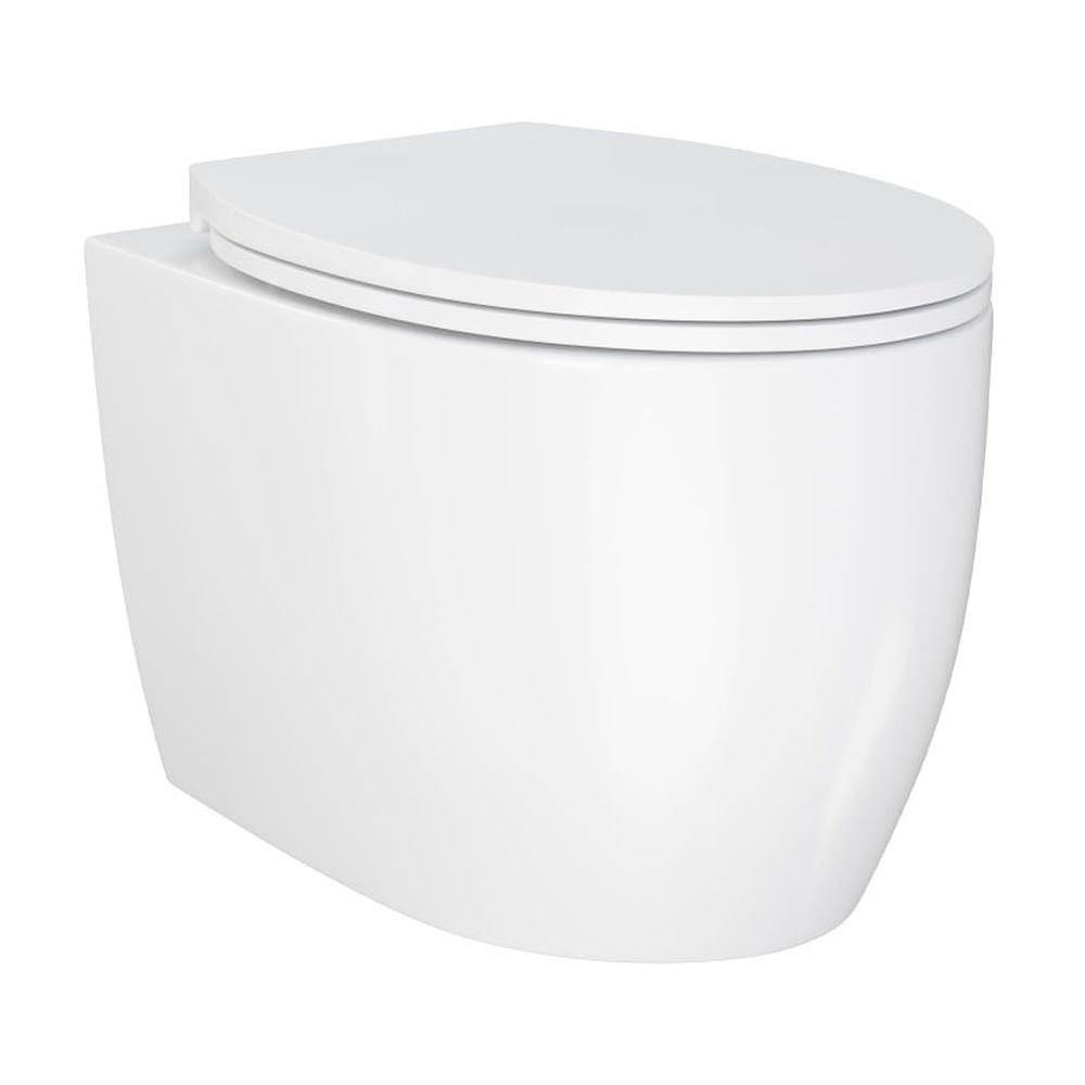 Glossy White Ceramic Wall-Hung Elongated Toilet Bowl