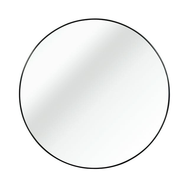 Black 16 Inch Metal Round Bathroom Mirror