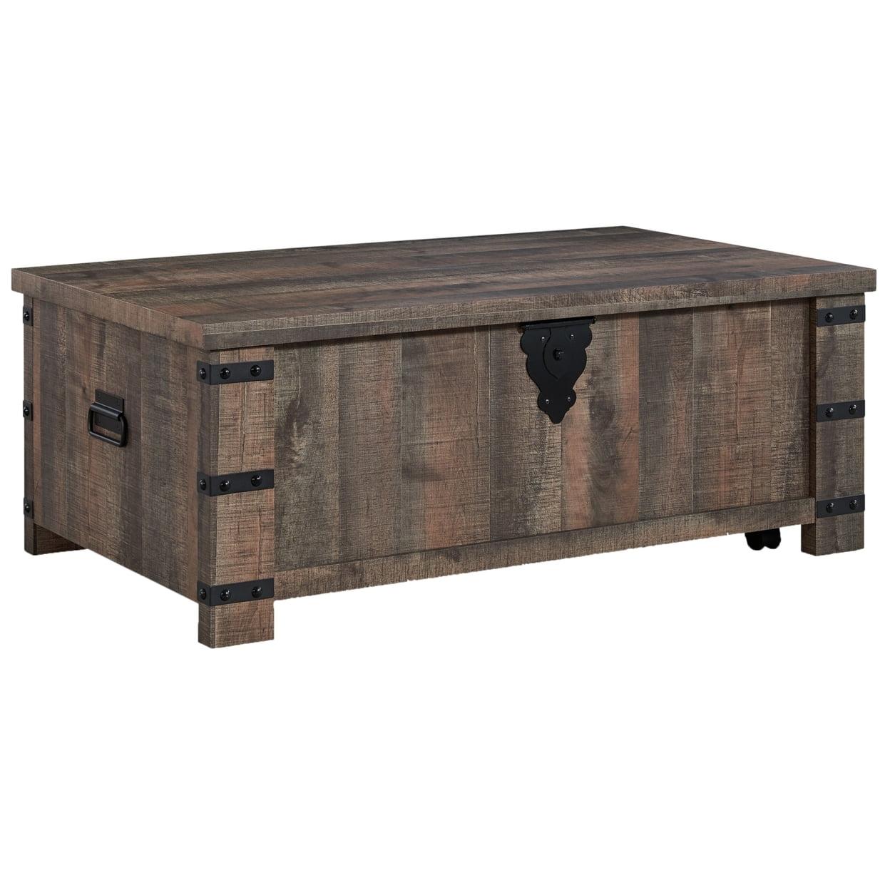 Rustic Brown Wood & Metal 52" Lift-Top Coffee Table with Storage