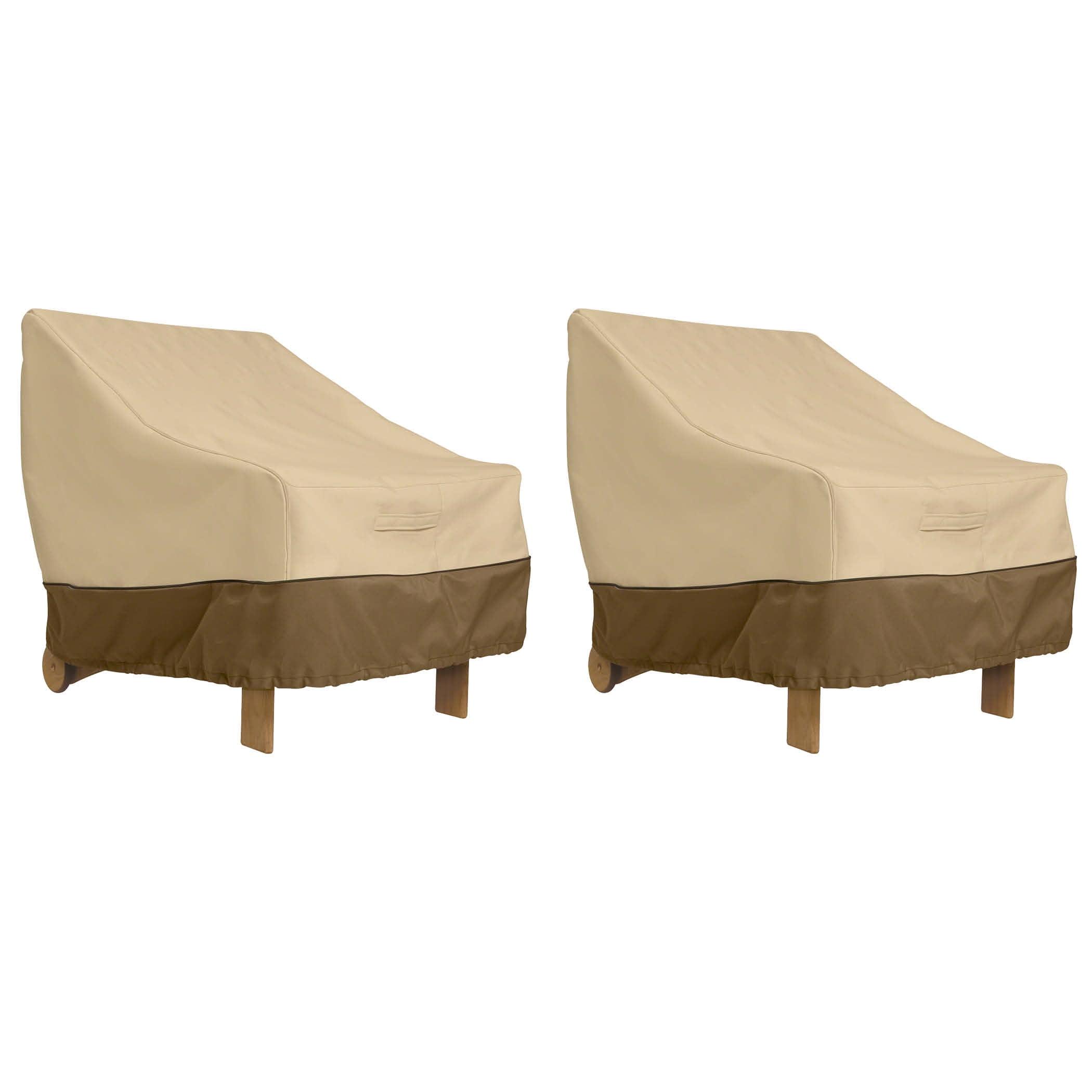 Tan and Brown Water-Resistant Patio Chair Covers, 2-Pack