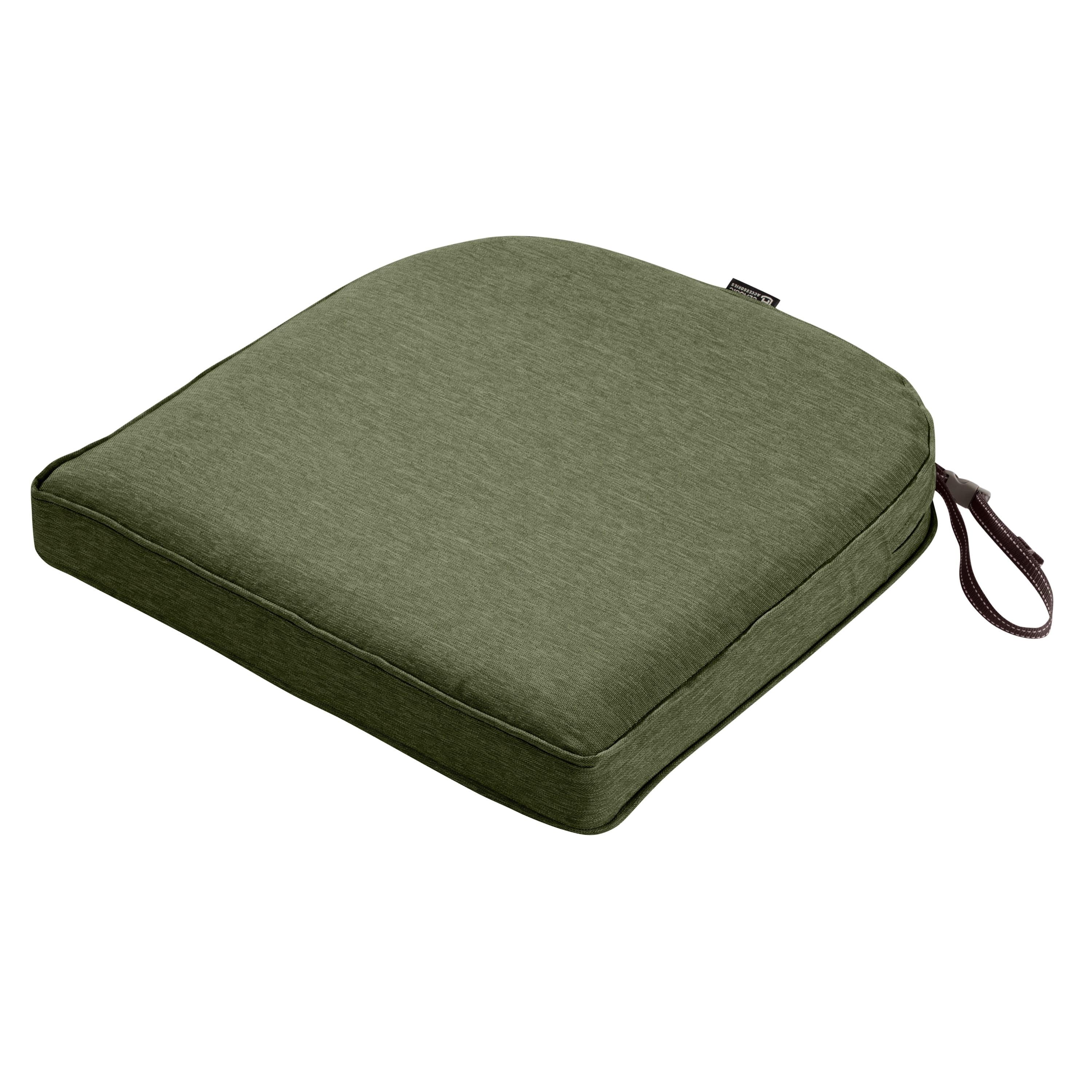 Classic Accessories Montlake FadeSafe Water-Resistant Contoured Patio Dining Seat Cushion, 18 x 18 x 2 inch, Heather Fern