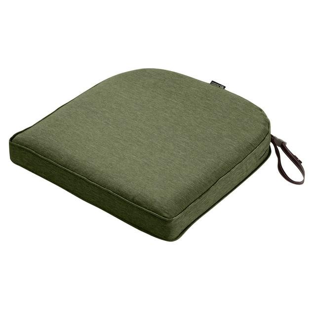 Classic Accessories Montlake FadeSafe Water-Resistant Contoured Patio Dining Seat Cushion, 18 x 18 x 2 inch, Heather Fern