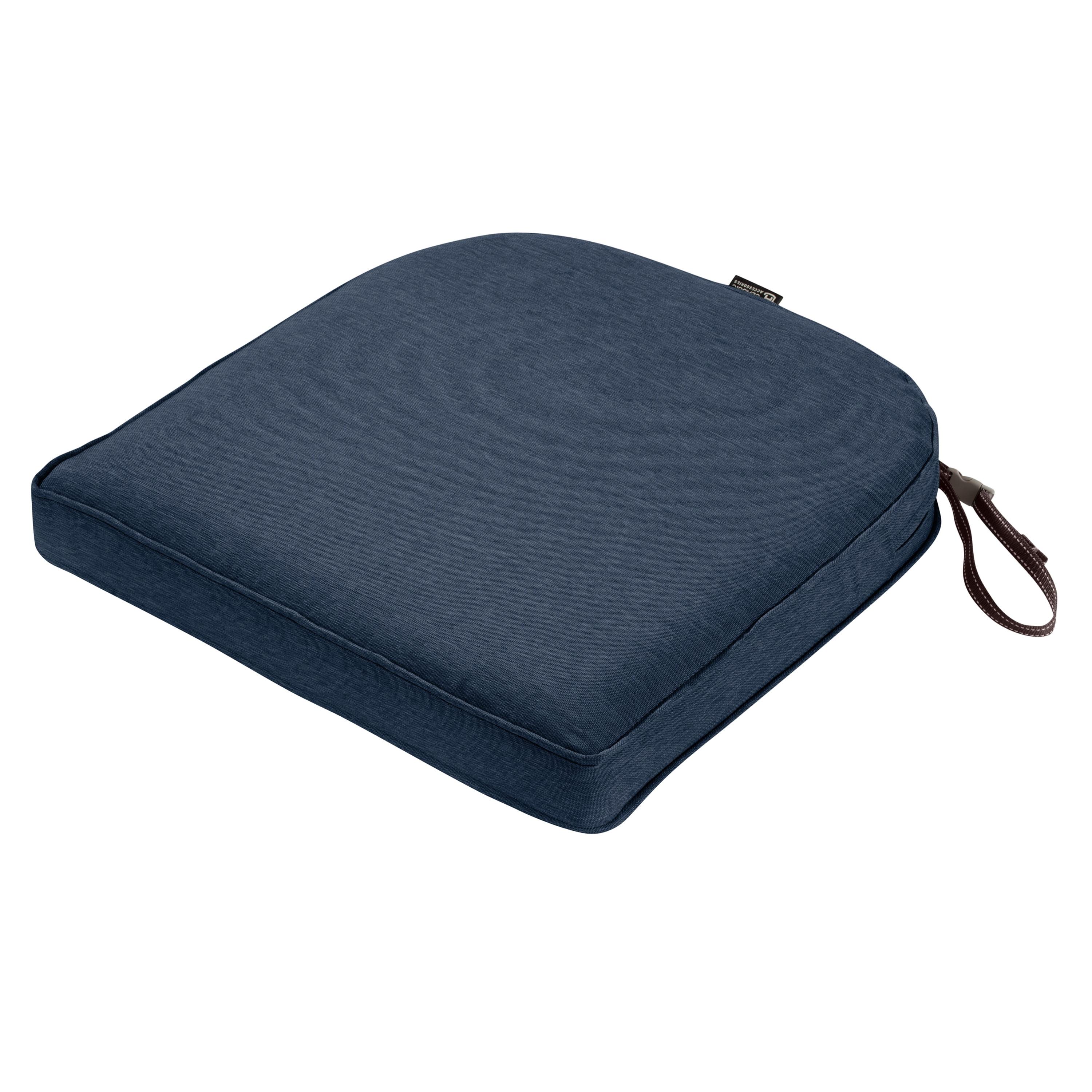 Classic Accessories Montlake FadeSafe Water-Resistant Contoured Patio Dining Seat Cushion, 18 x 18 x 2 inch, Heather Indigo