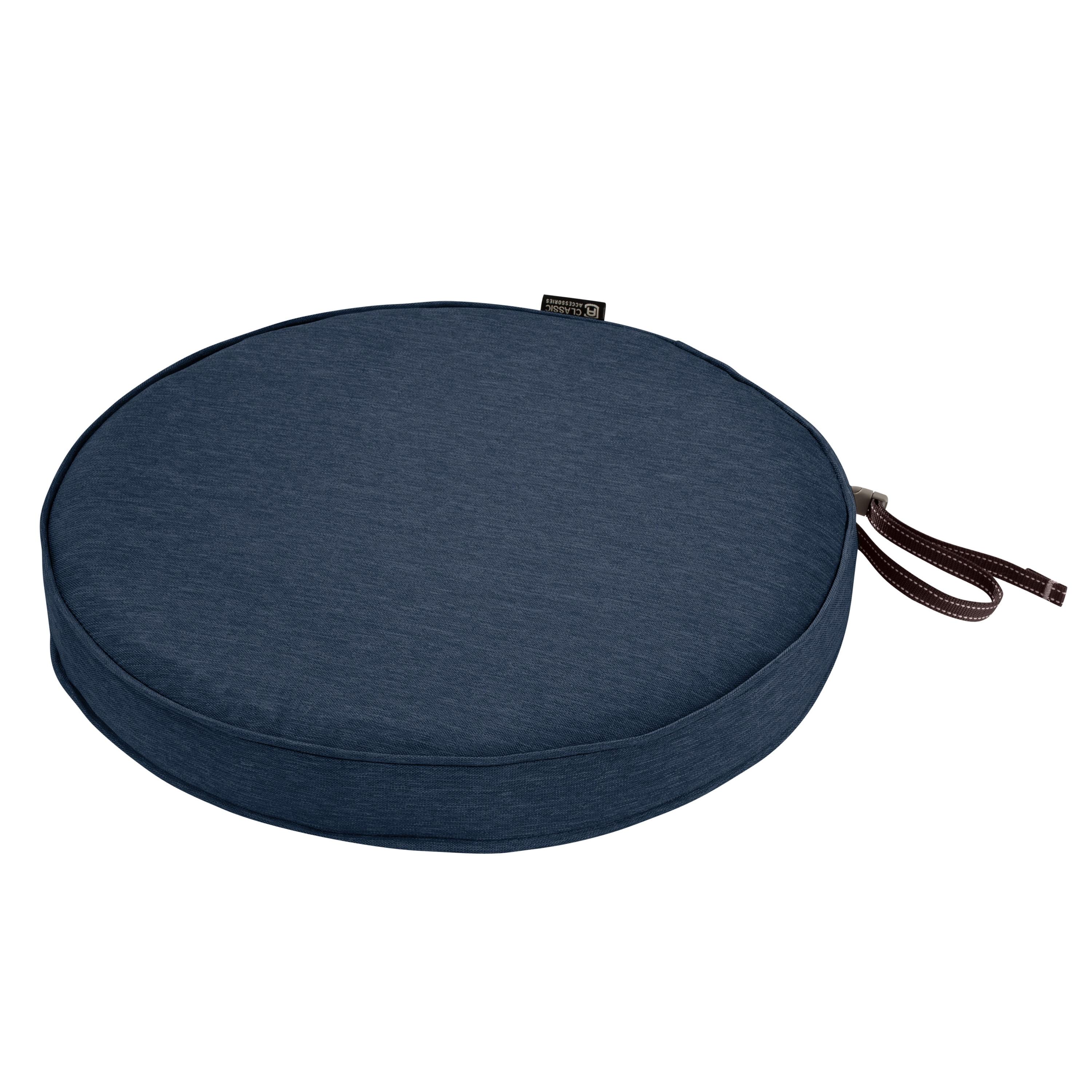 Classic Accessories Montlake Fade Safe Heather Indigo Round Outdoor Seat Cushion