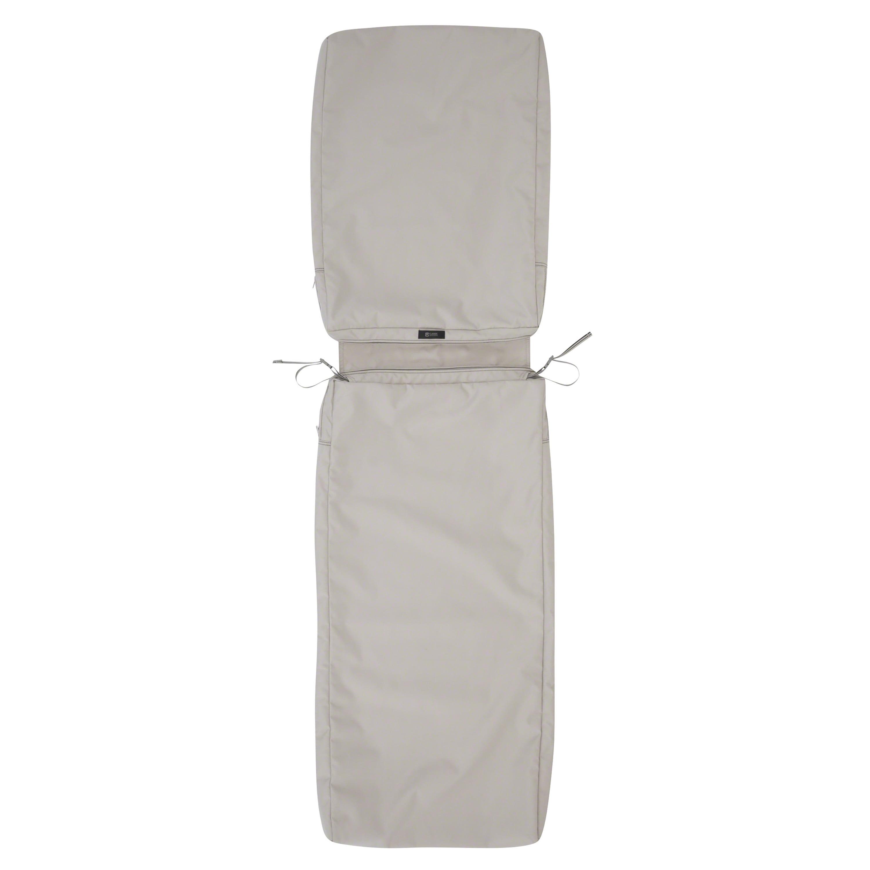 Classic Accessories Ravenna® Patio Chaise Lounge Cushion Slip Cover - Durable Outdoor Cushion, Mushroom, 72"L x 21"W x 3"Thick