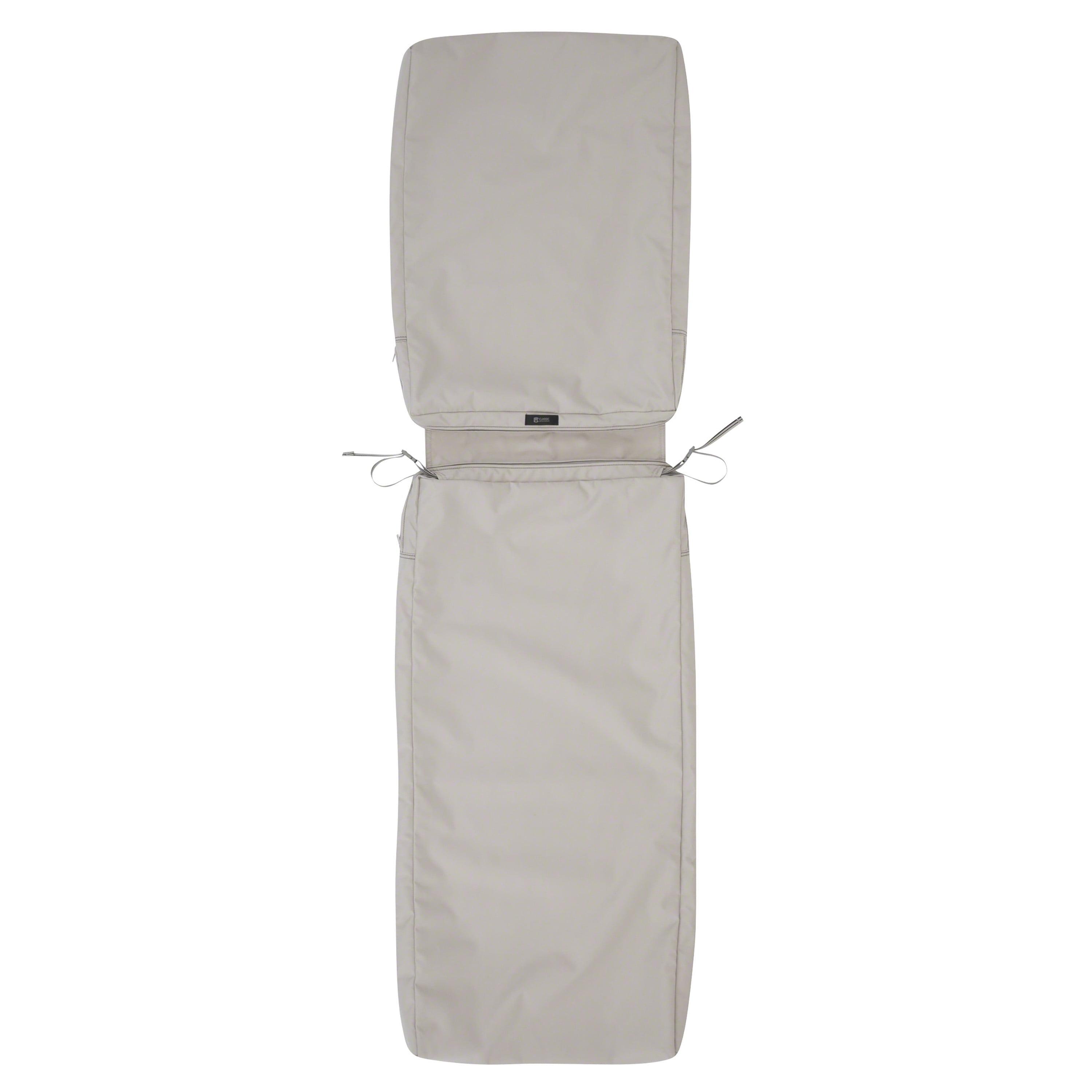 Classic Accessories Ravenna® Patio Chaise Lounge Cushion Slip Cover - Durable Outdoor Cushion, Mushroom, 72"L x 21"W x 3"Thick