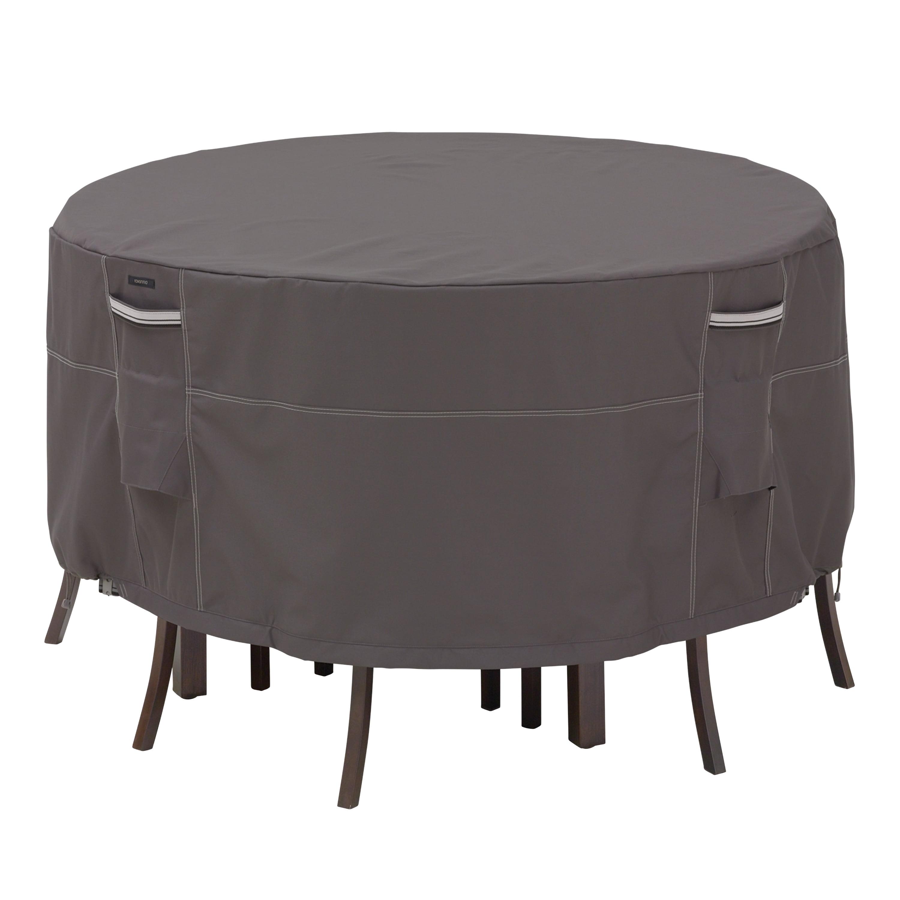 Small Gray Water-Resistant Round Patio Table and Chair Set Cover