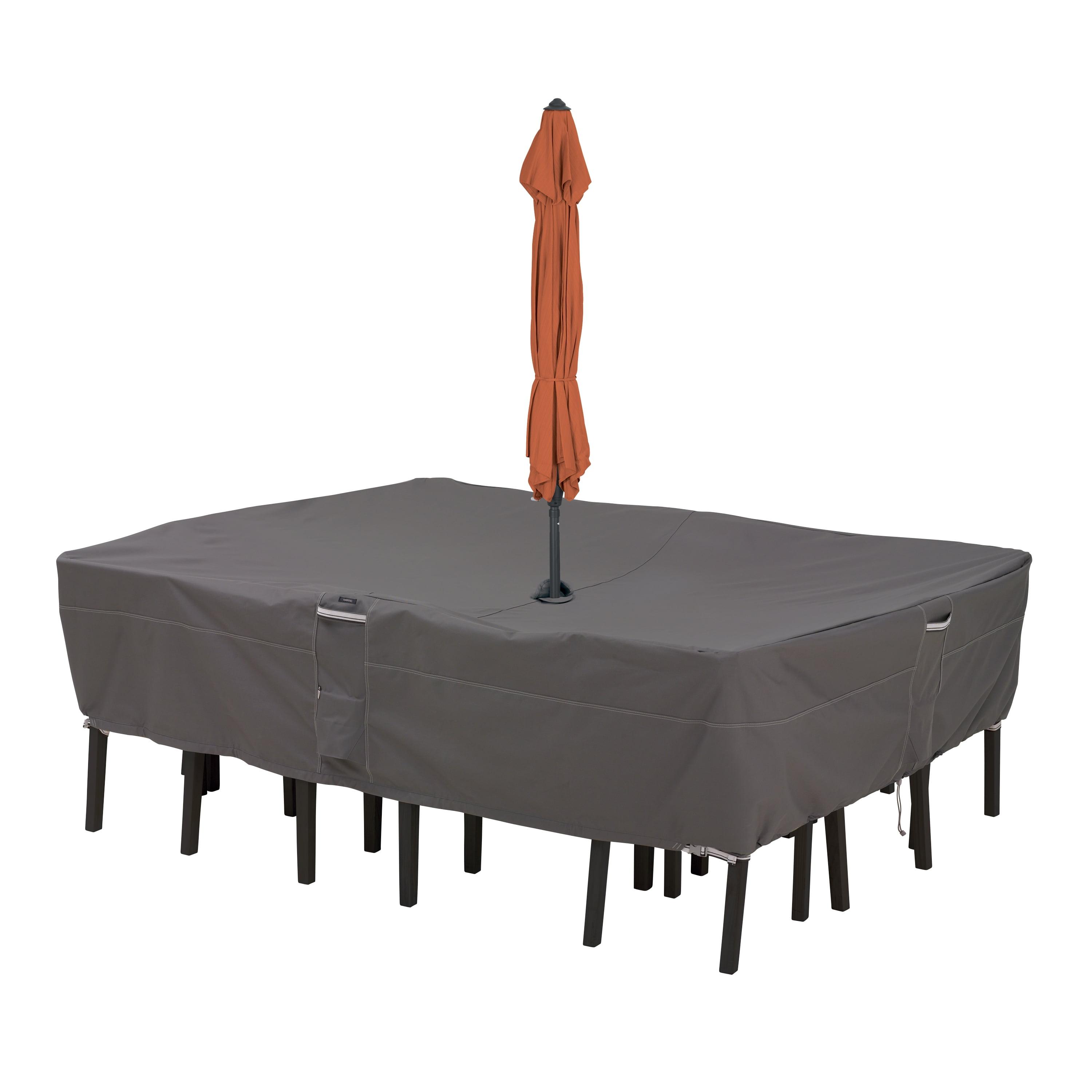 Large Gray Water-Resistant Outdoor Furniture Cover with Umbrella Hole