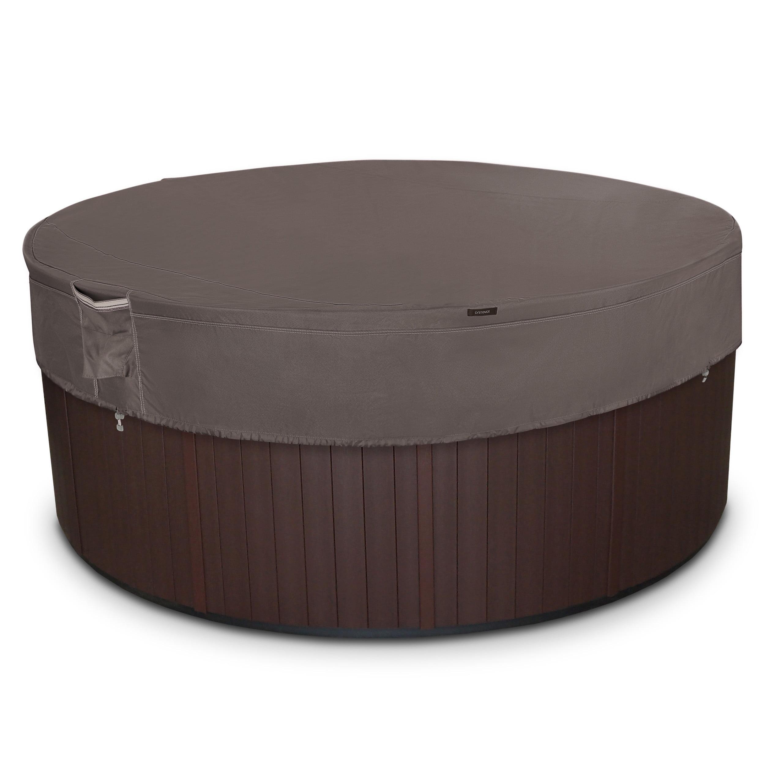 Classic Accessories Ravenna Water-Resistant Round Hot Tub Cover, Dark Taupe