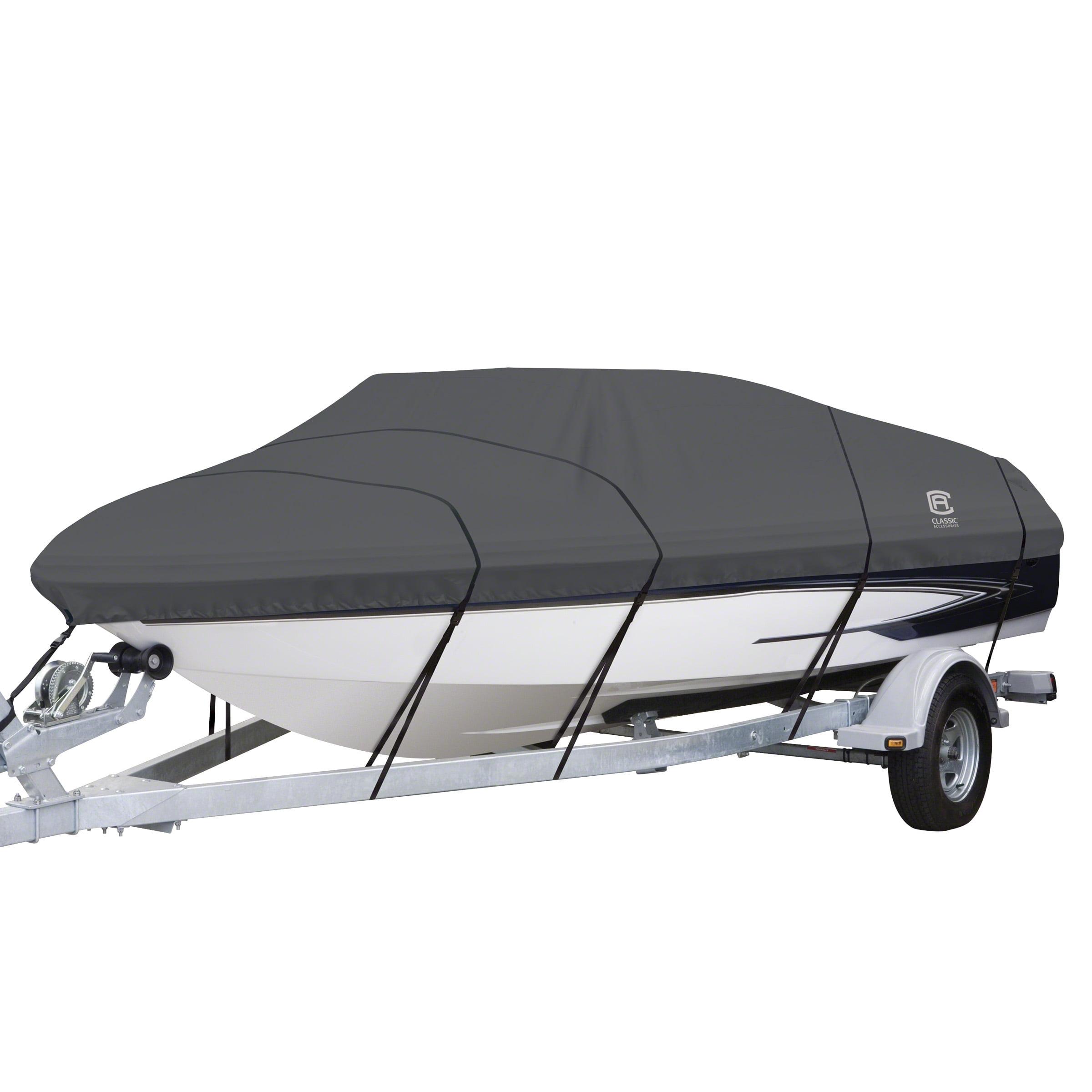 Classic Accessories StormPro™ Heavy Duty Boat Cover with Support Pole, Fits Boats 22' - 24' L x 116" W, Trailerable Boat Cover, Model F, Charcoal
